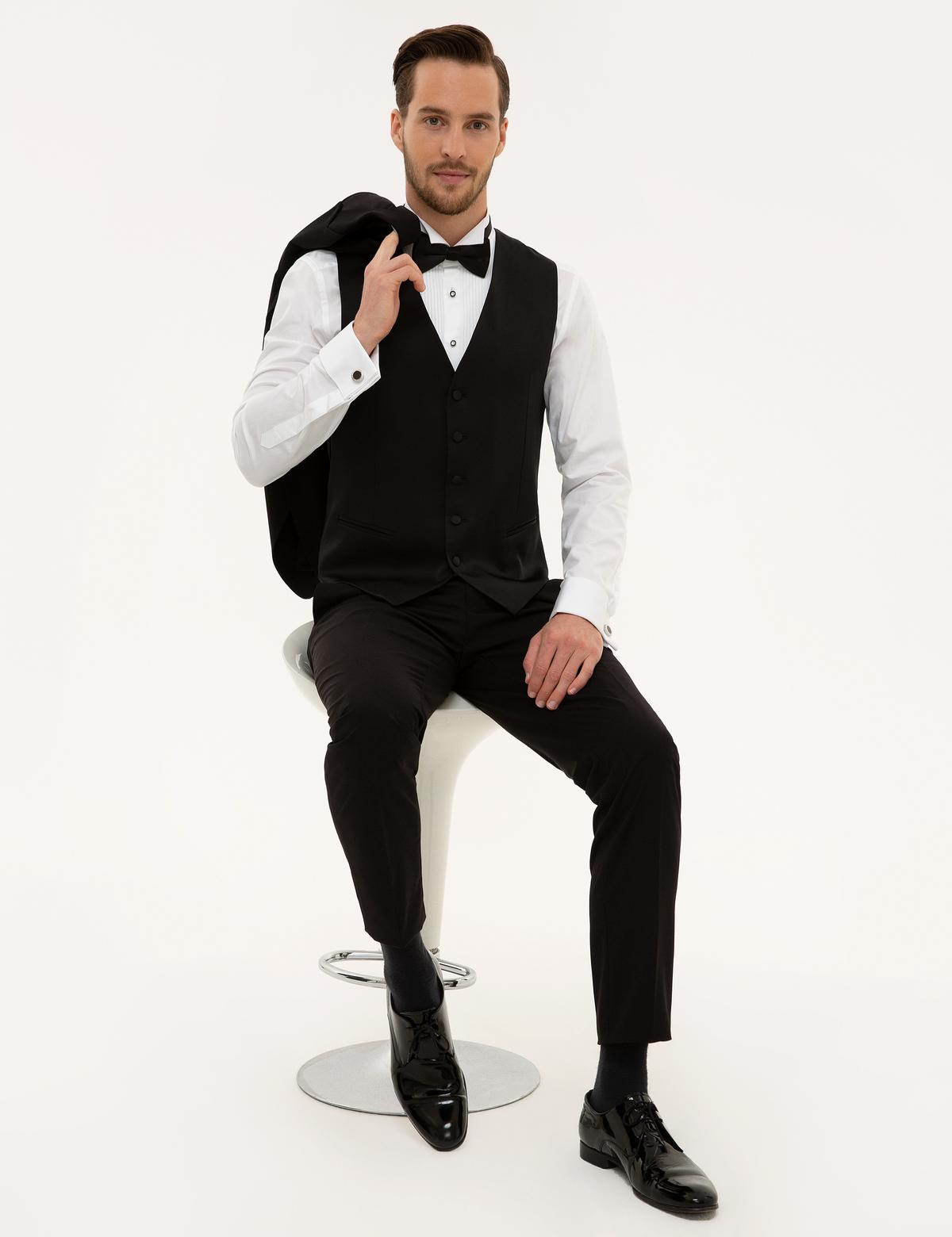 Siyah Ex. Slim Fit Smokin Damatlık - 50227181005