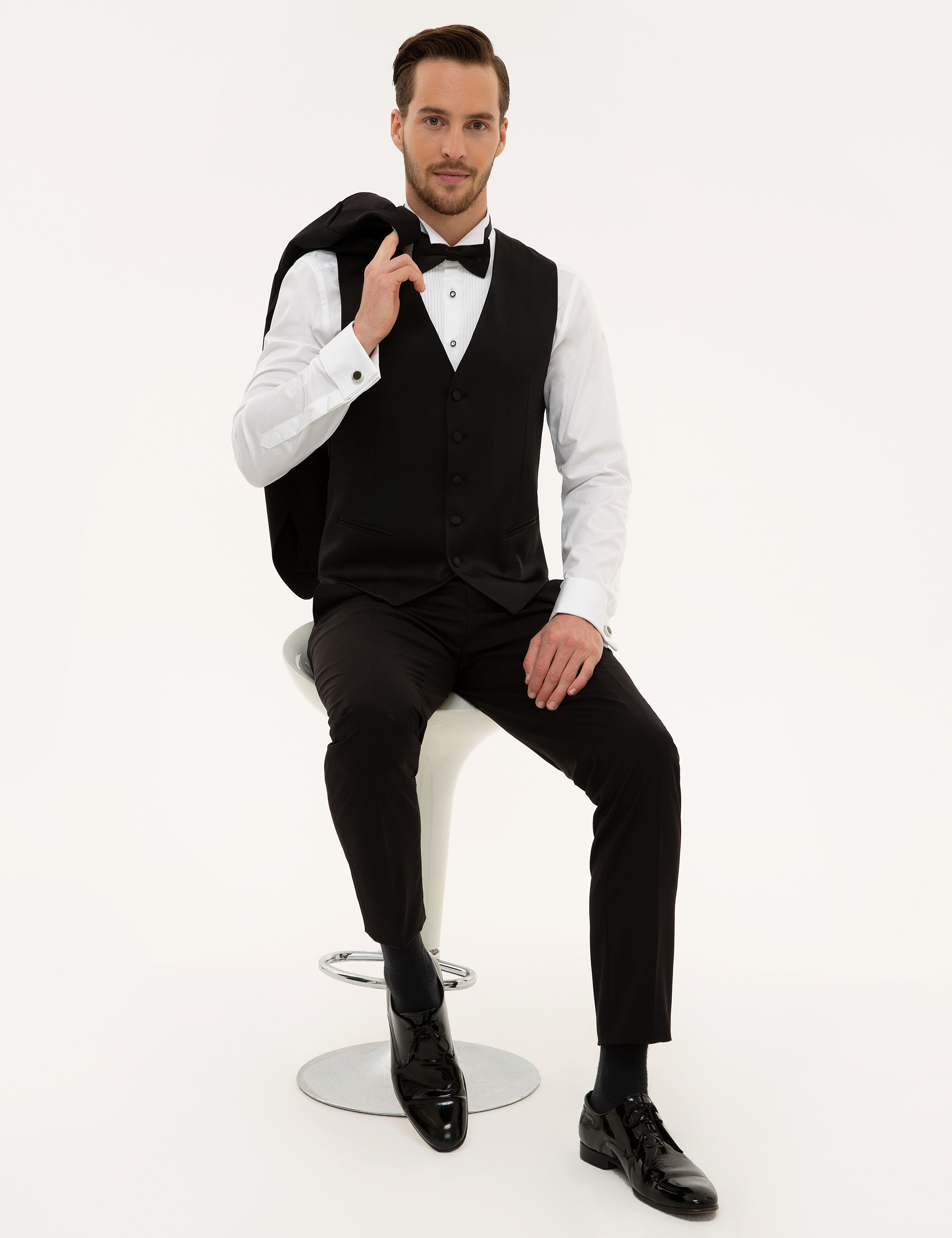 Siyah Ex. Slim Fit Smokin Damatlık - Image 2