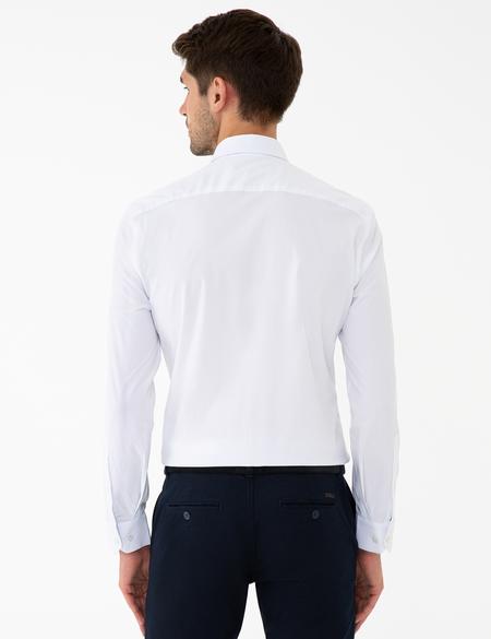 Beyaz Slim Fit Likralı Basic Gömlek - 50240461010