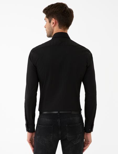 Siyah Slim Fit Likralı Basic Gömlek - 50240461023