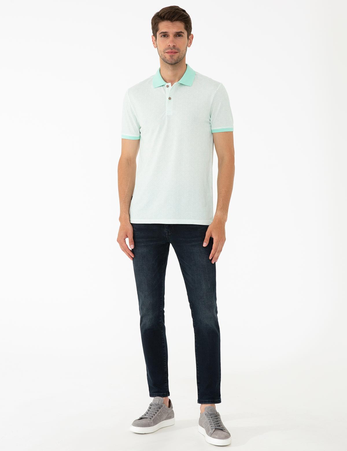 Su Yeşili Slim Fit Tişört - 50242035019