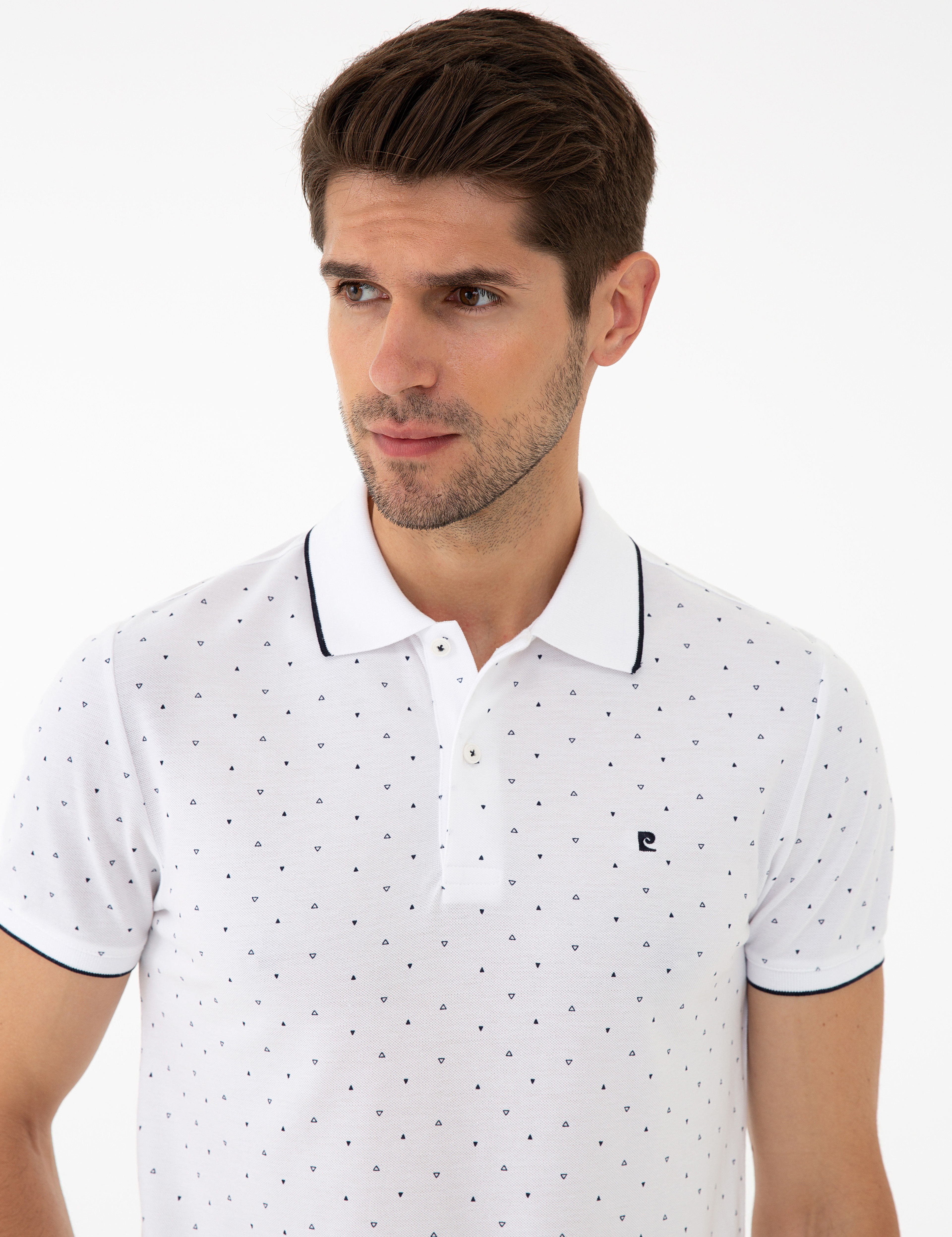 Beyaz Slim Fit Polo Yaka T-Shirt - Image 2