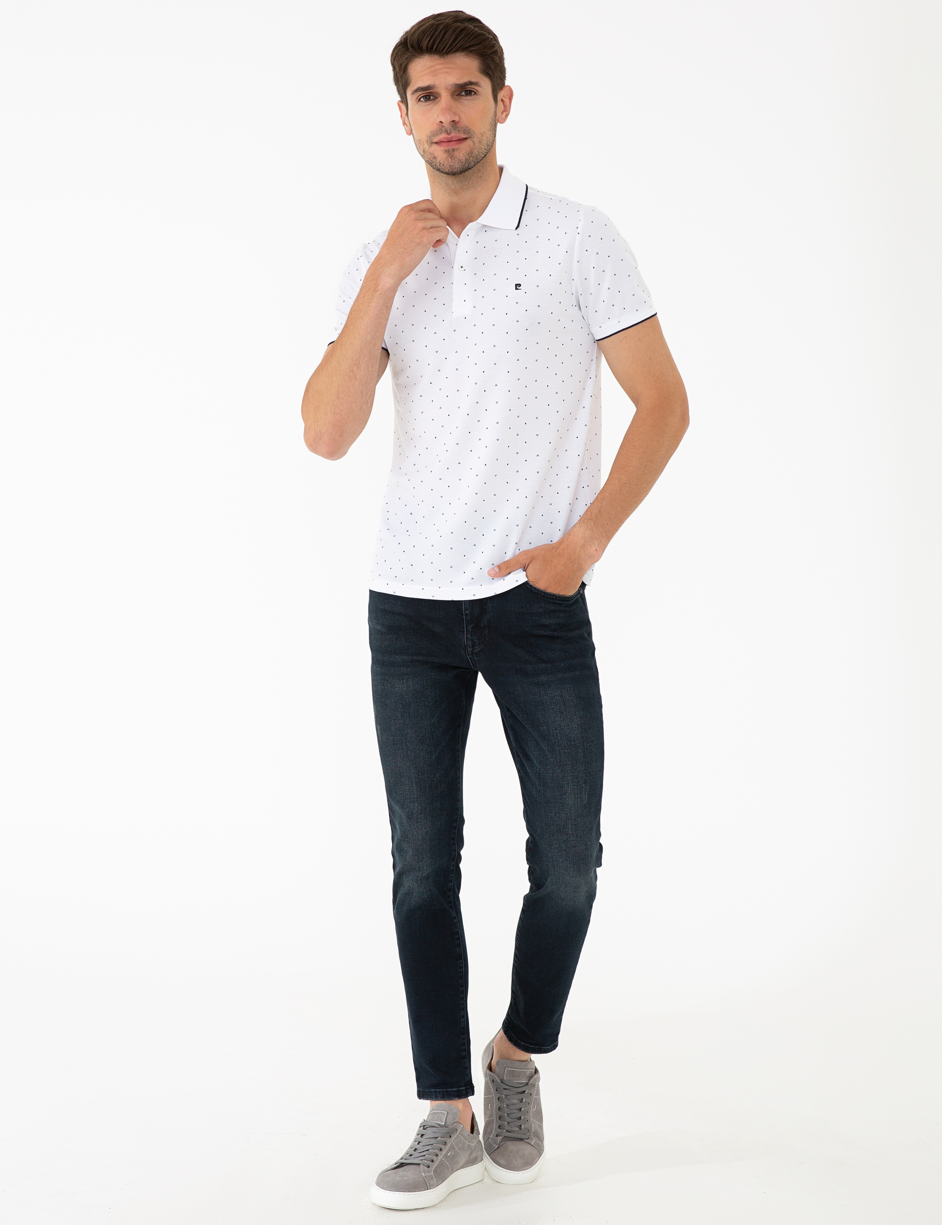 Beyaz Slim Fit Polo Yaka T-Shirt
