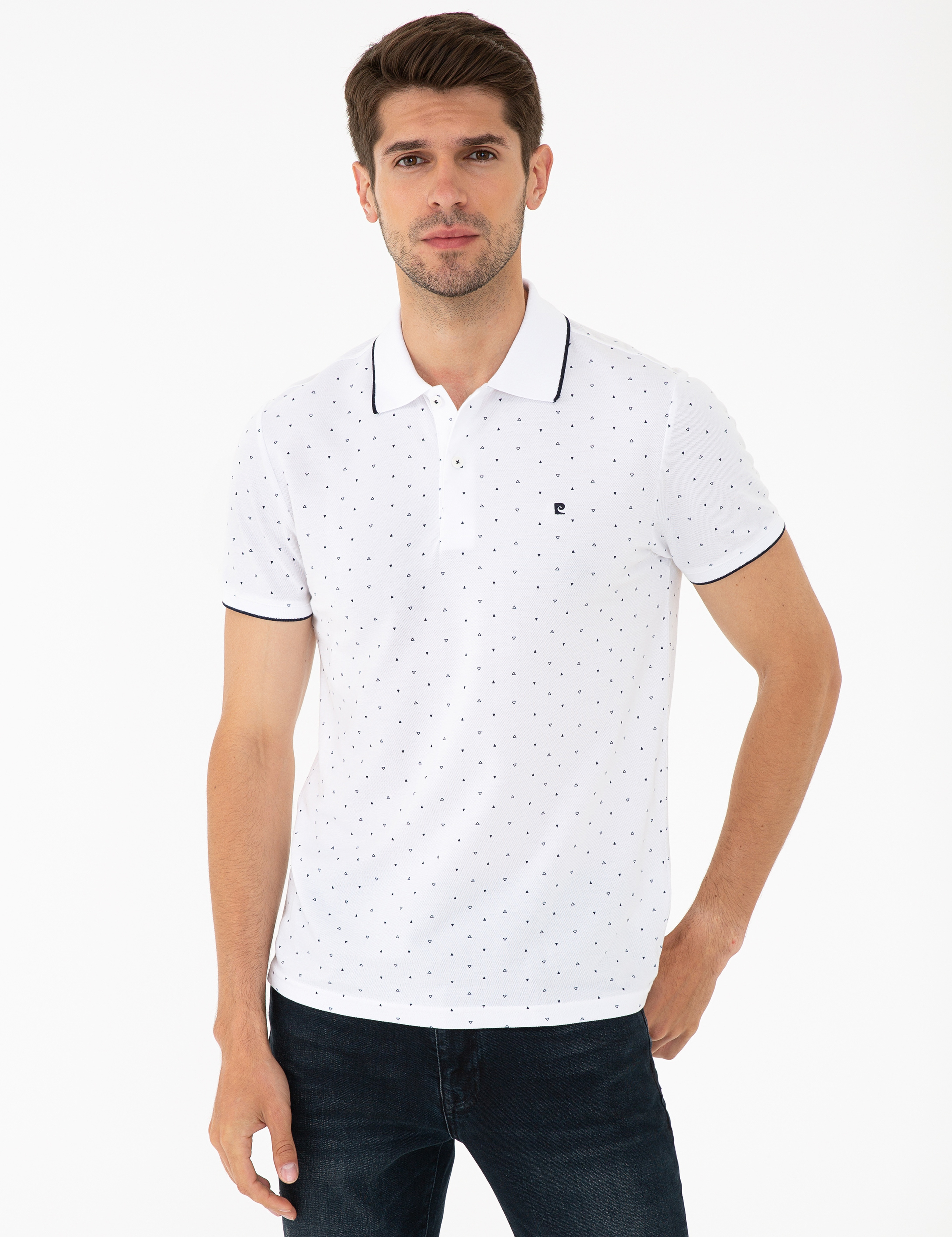 Beyaz Slim Fit Polo Yaka T-Shirt - Image 1