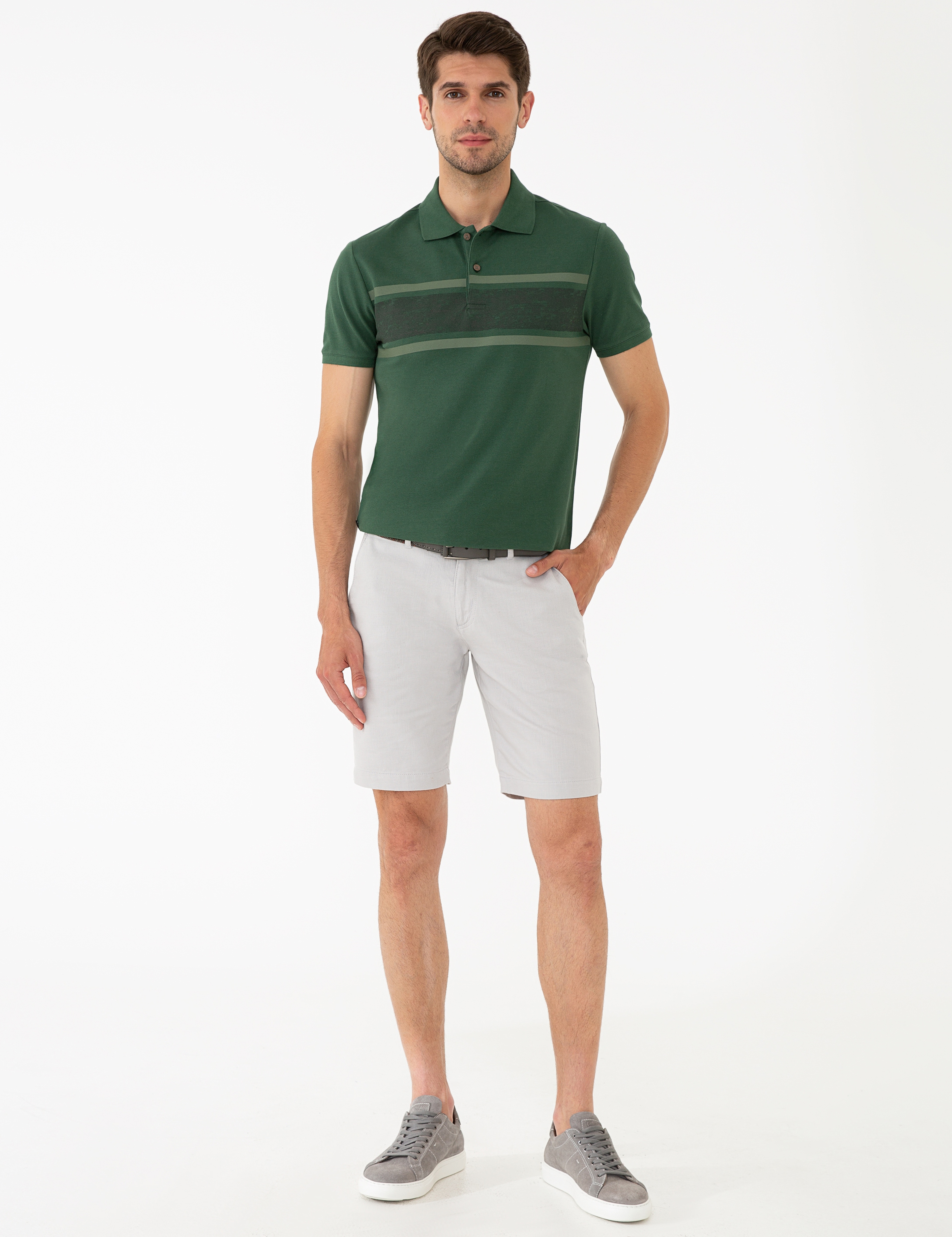 Koyu Yeşil Slim Fit Polo Yaka T-Shirt - Image 4