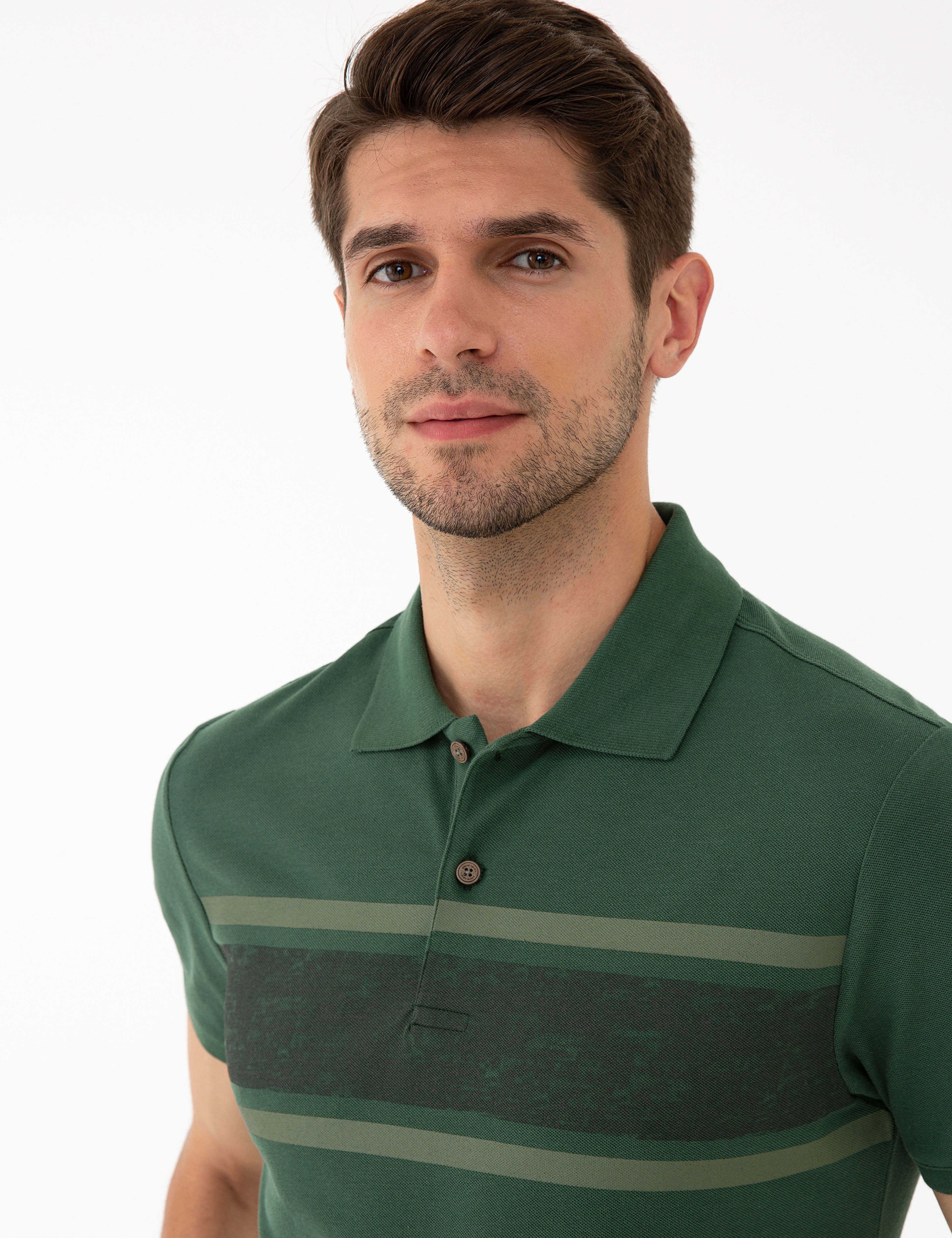 Koyu Yeşil Slim Fit Polo Yaka T-Shirt - Image 2