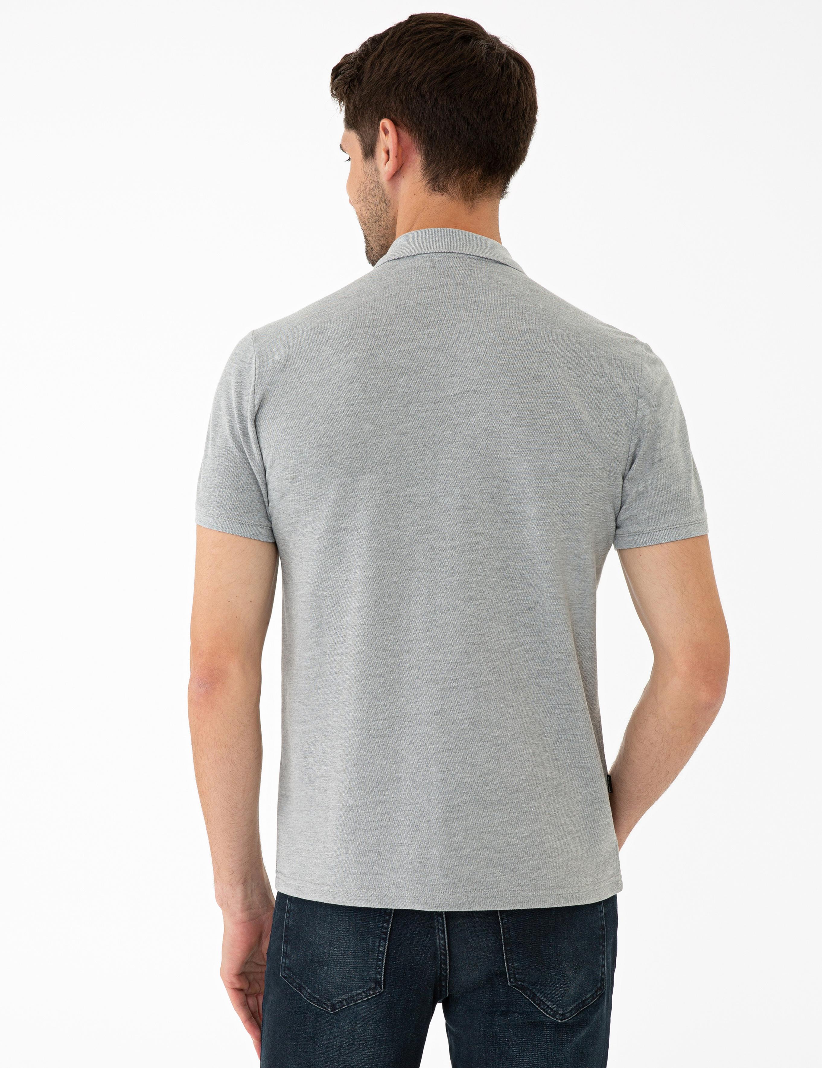 Gri Melanj Slim Fit Polo Yaka Tişört
