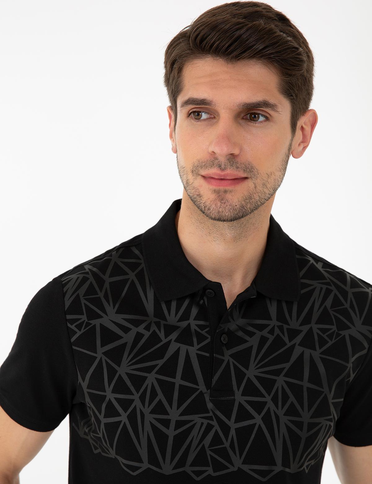 Siyah Slim Fit Polo Yaka T-Shirt - 50242151019