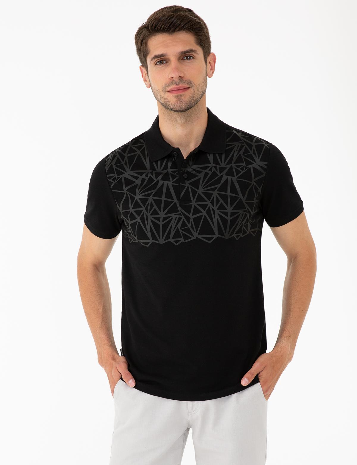 Siyah Slim Fit Polo Yaka T-Shirt