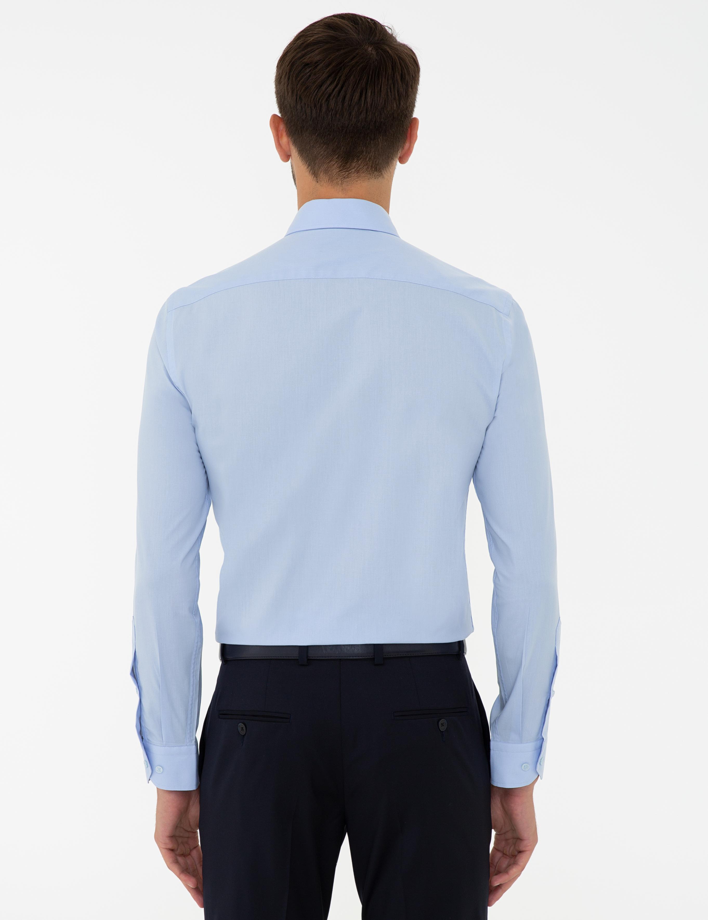 Açık Mavi Slim Fit Uzun Kollu Klasik Gömlek