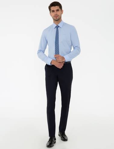 Açık Mavi Slim Fit Uzun Kollu Klasik Gömlek