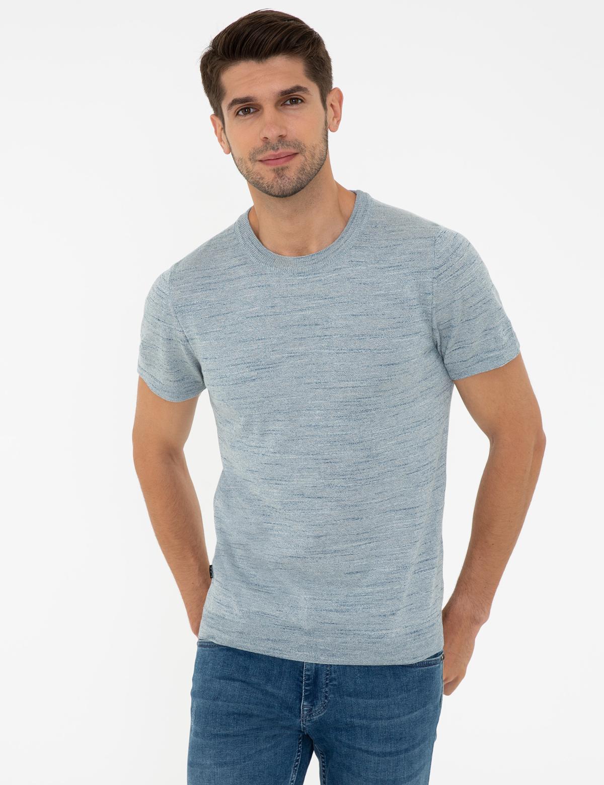 Mavi Slim Fit Bisiklet Yaka Triko Tişört