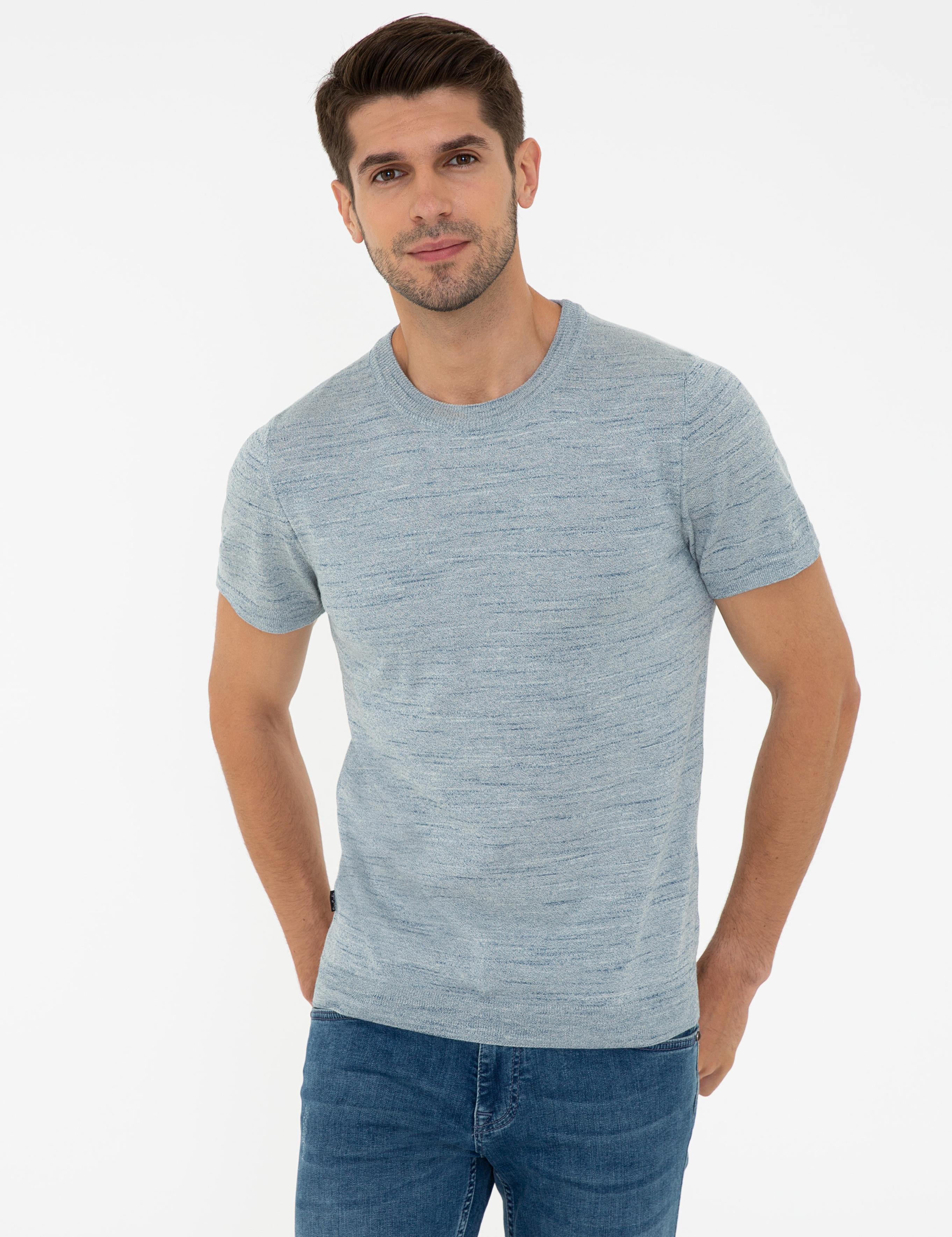 Mavi Slim Fit Bisiklet Yaka Triko Tişört