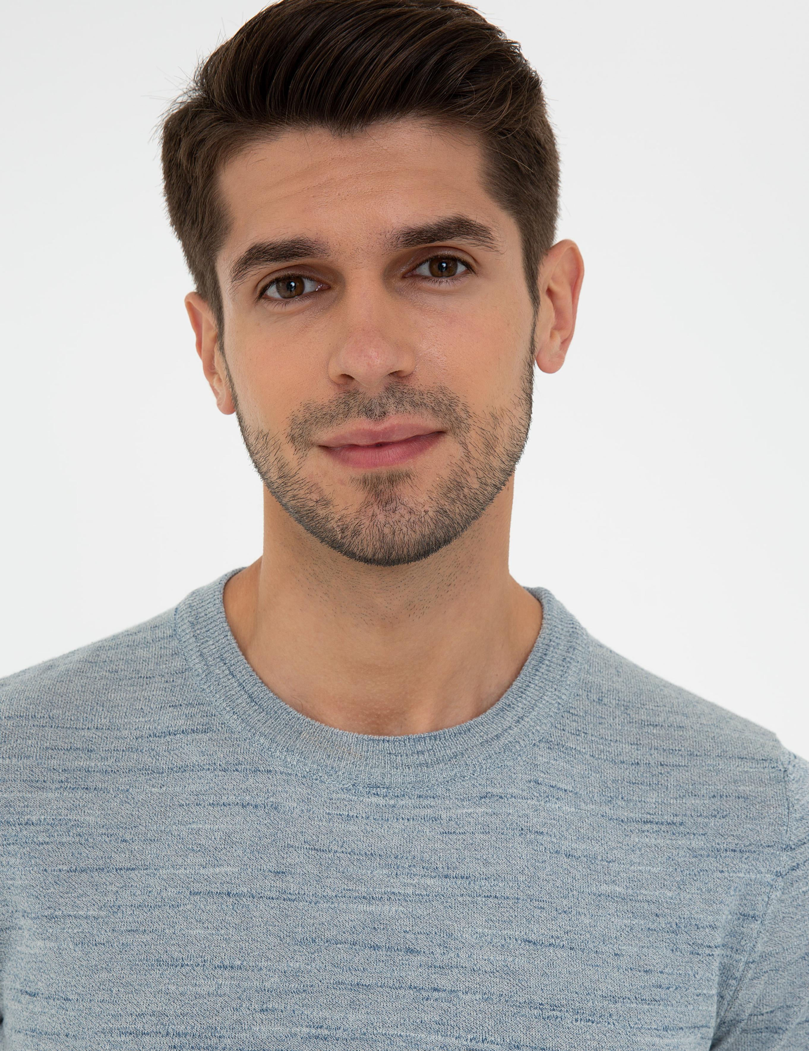 Mavi Slim Fit Bisiklet Yaka Triko Tişört