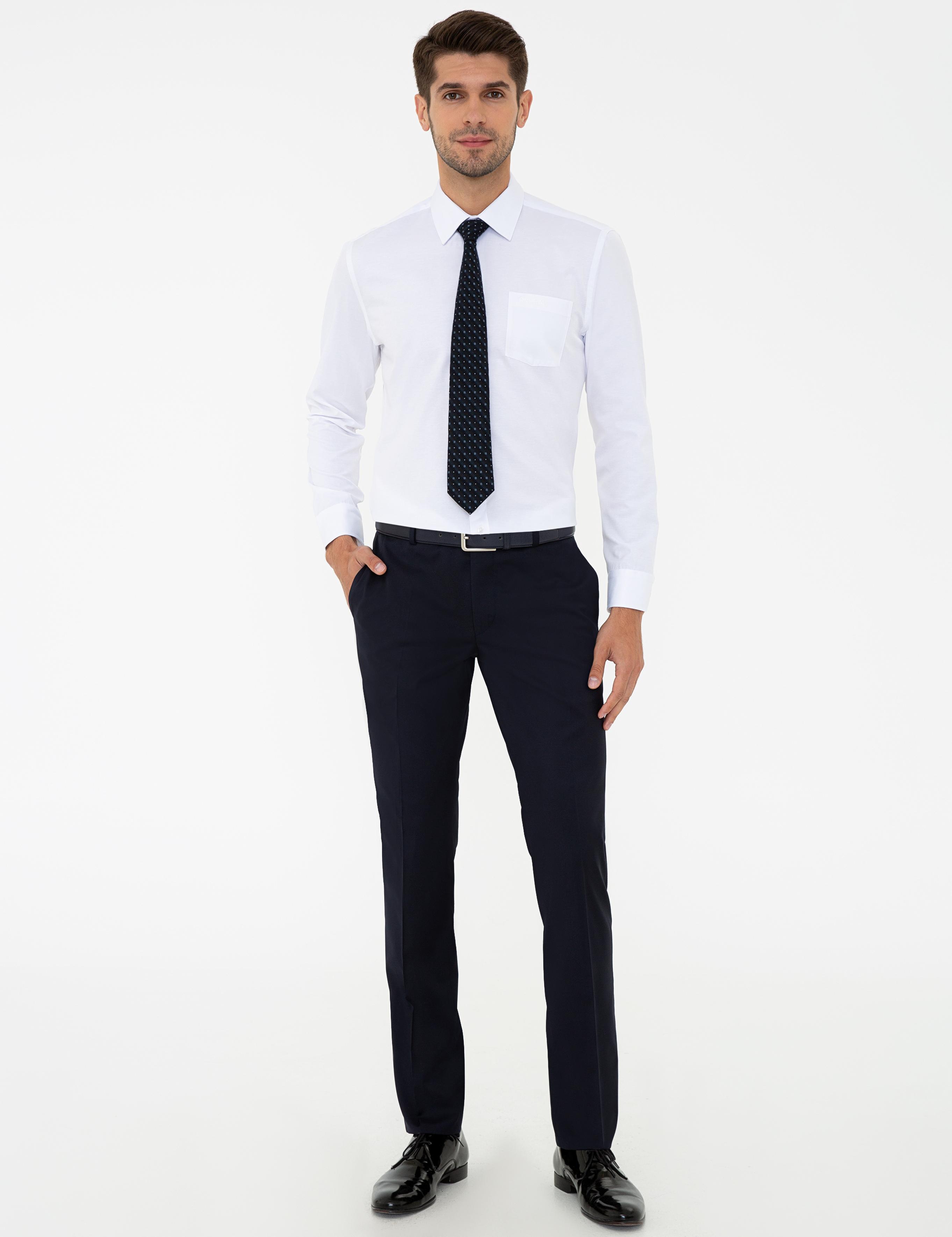 Beyaz Regular Fit Uzun Kollu Basic Gömlek