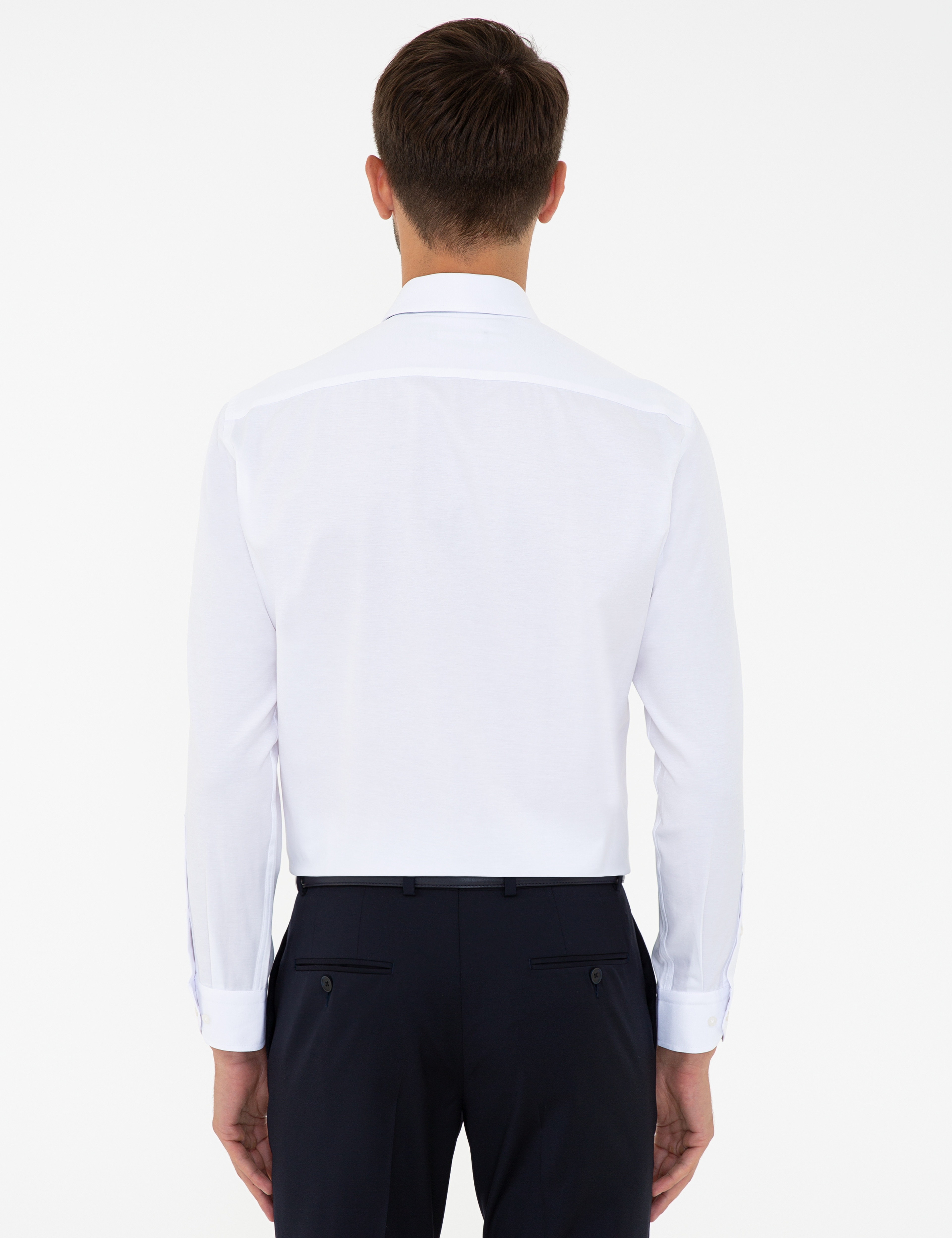 Beyaz Regular Fit Uzun Kollu Basic Gömlek - Image 3