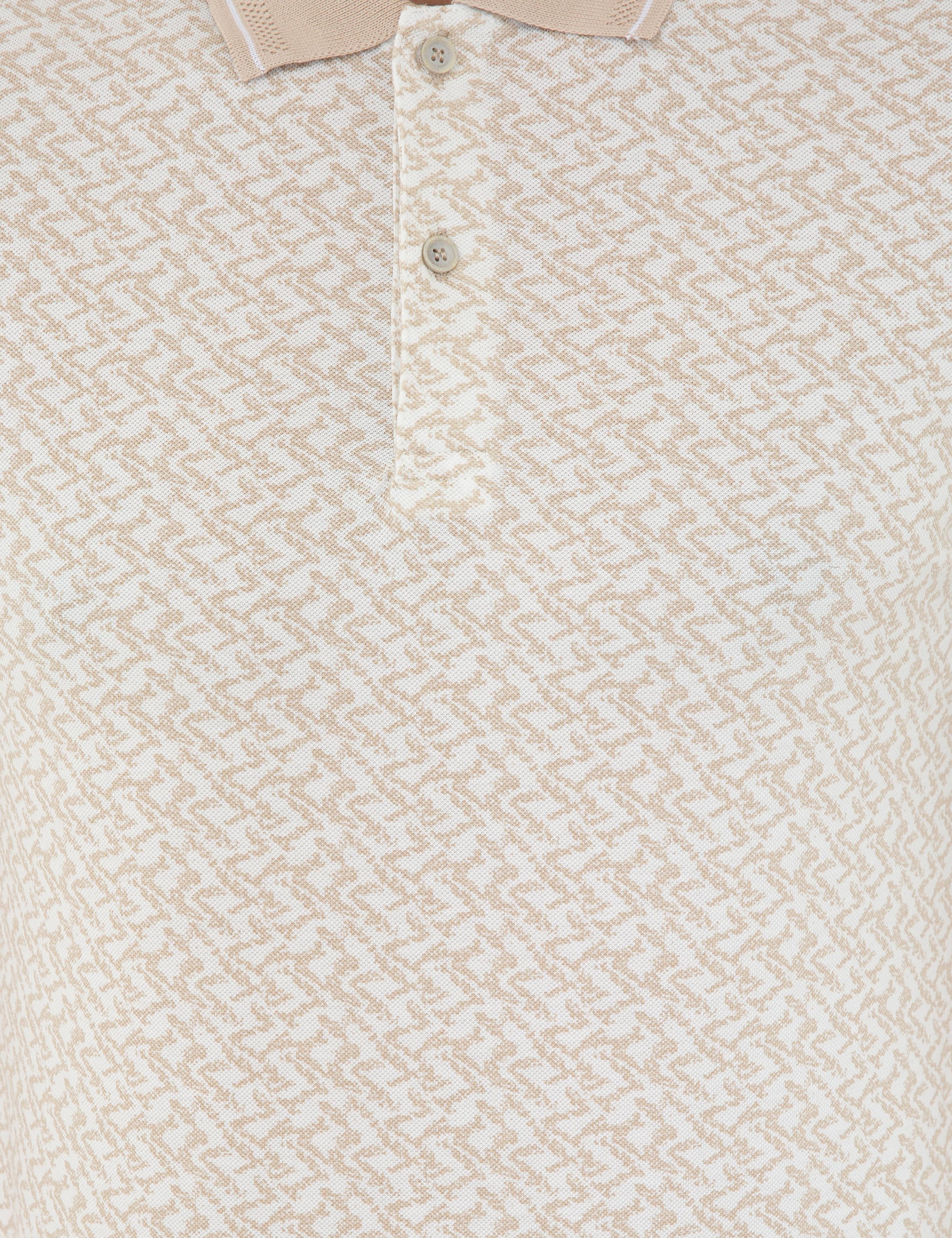 Bej Slim Fit Baskılı Polo Yaka Tişört