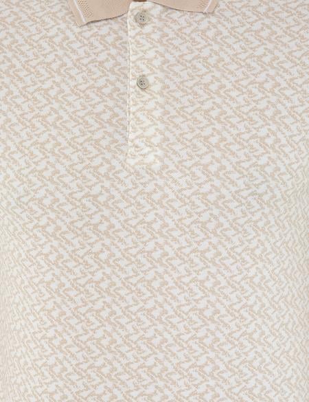 Bej Slim Fit Baskılı Polo Yaka Tişört - 50232386176