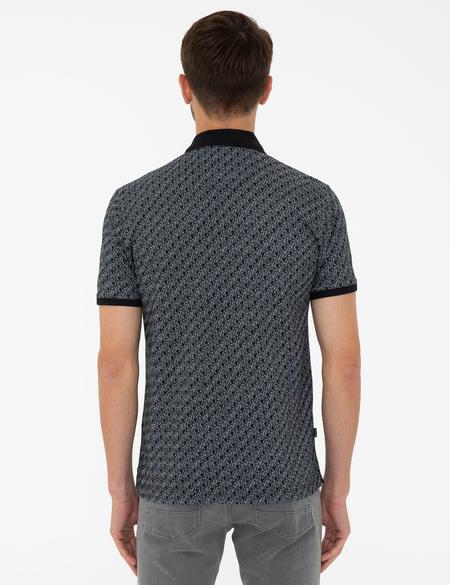 Siyah Slim Fit Desenli Polo Yaka Tişört - 50232401110
