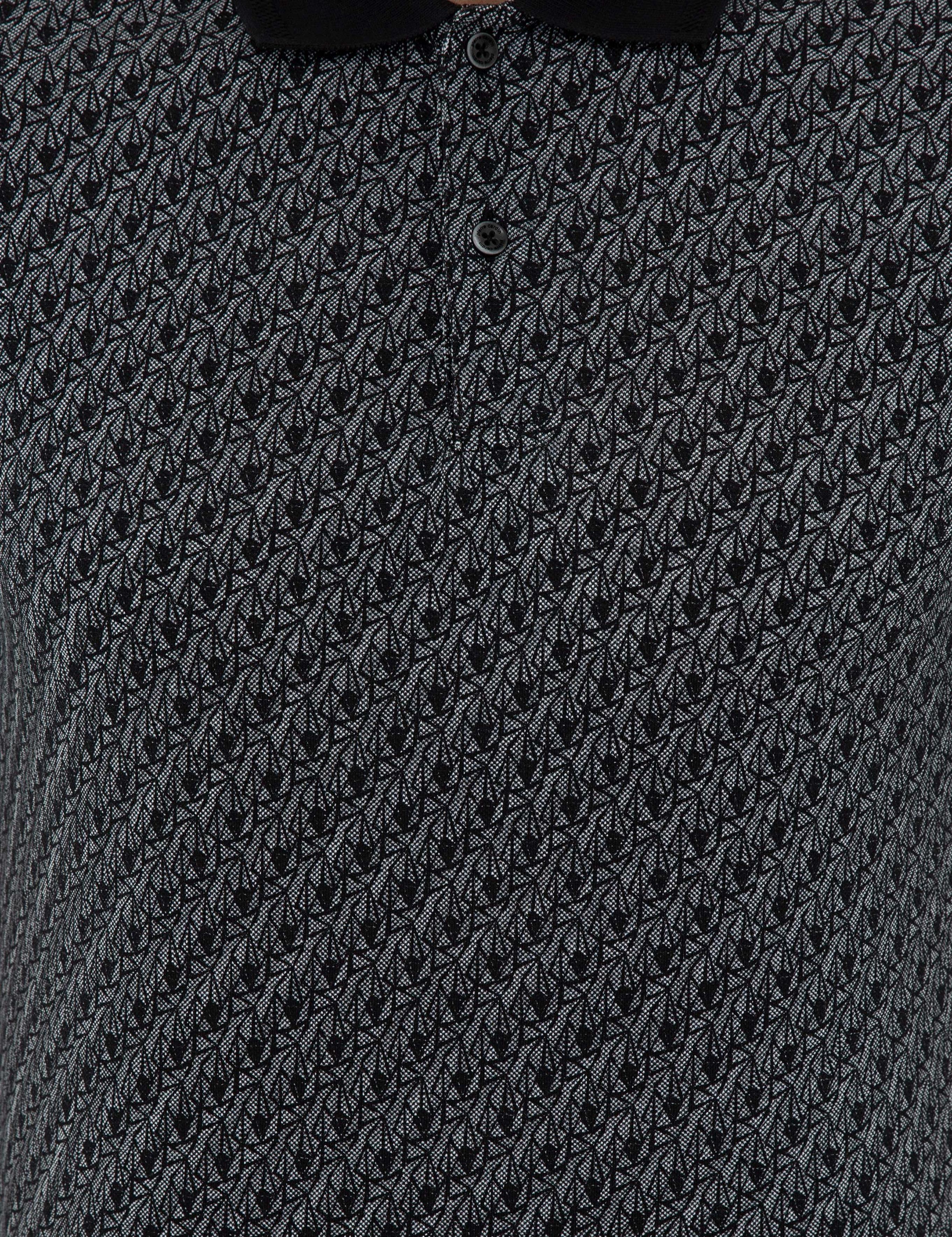 Siyah Slim Fit Desenli Polo Yaka Tişört