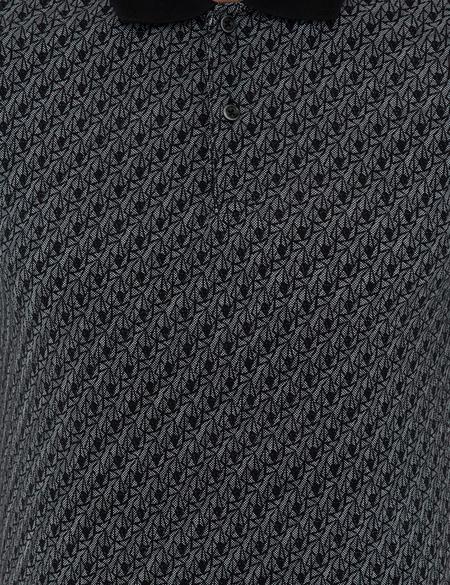 Siyah Slim Fit Desenli Polo Yaka Tişört - 50232401110