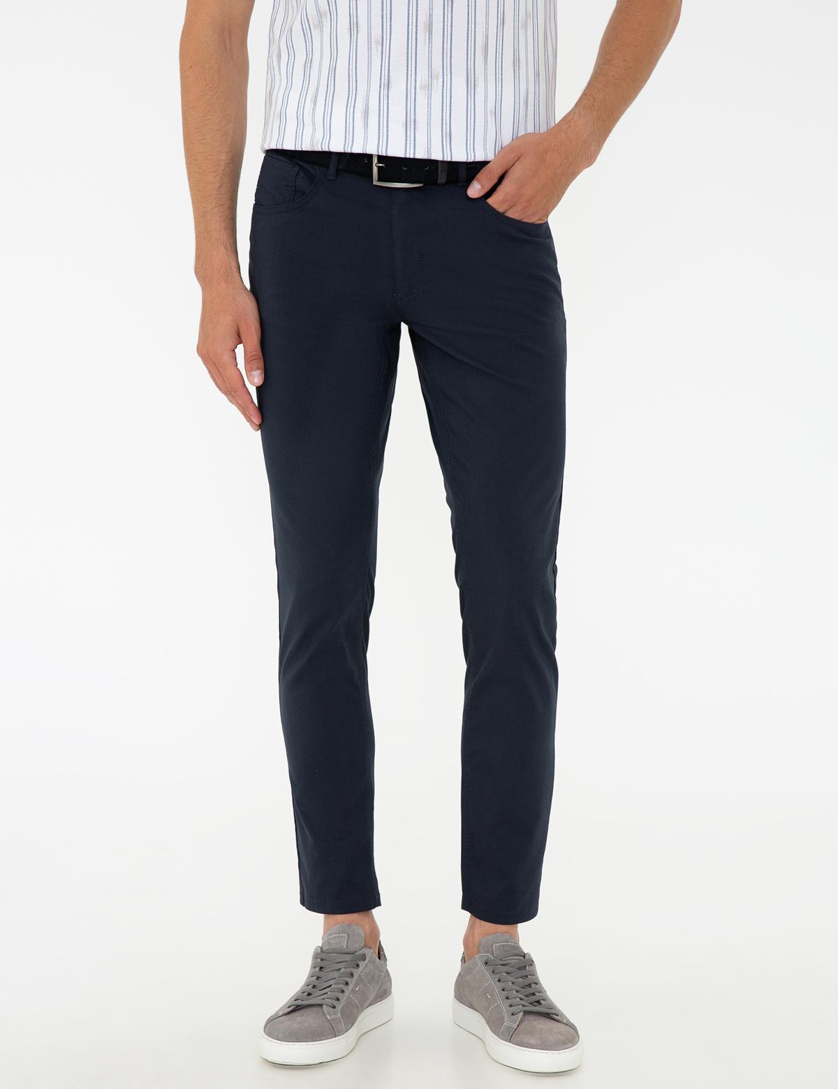 Lacivert Slim Fit Kanvas Pantolon - 50236099006