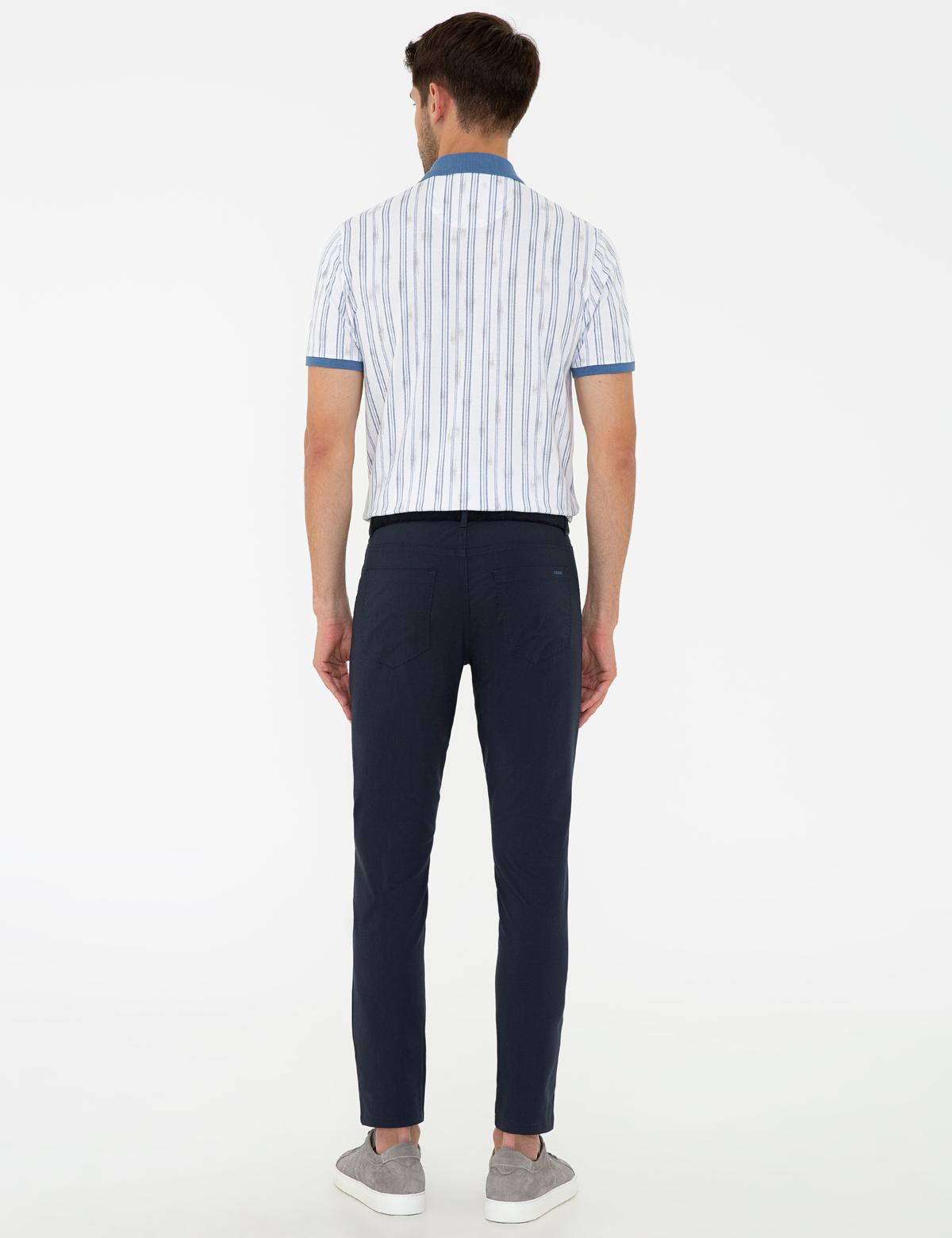 Lacivert Slim Fit Kanvas Pantolon - 50236099006