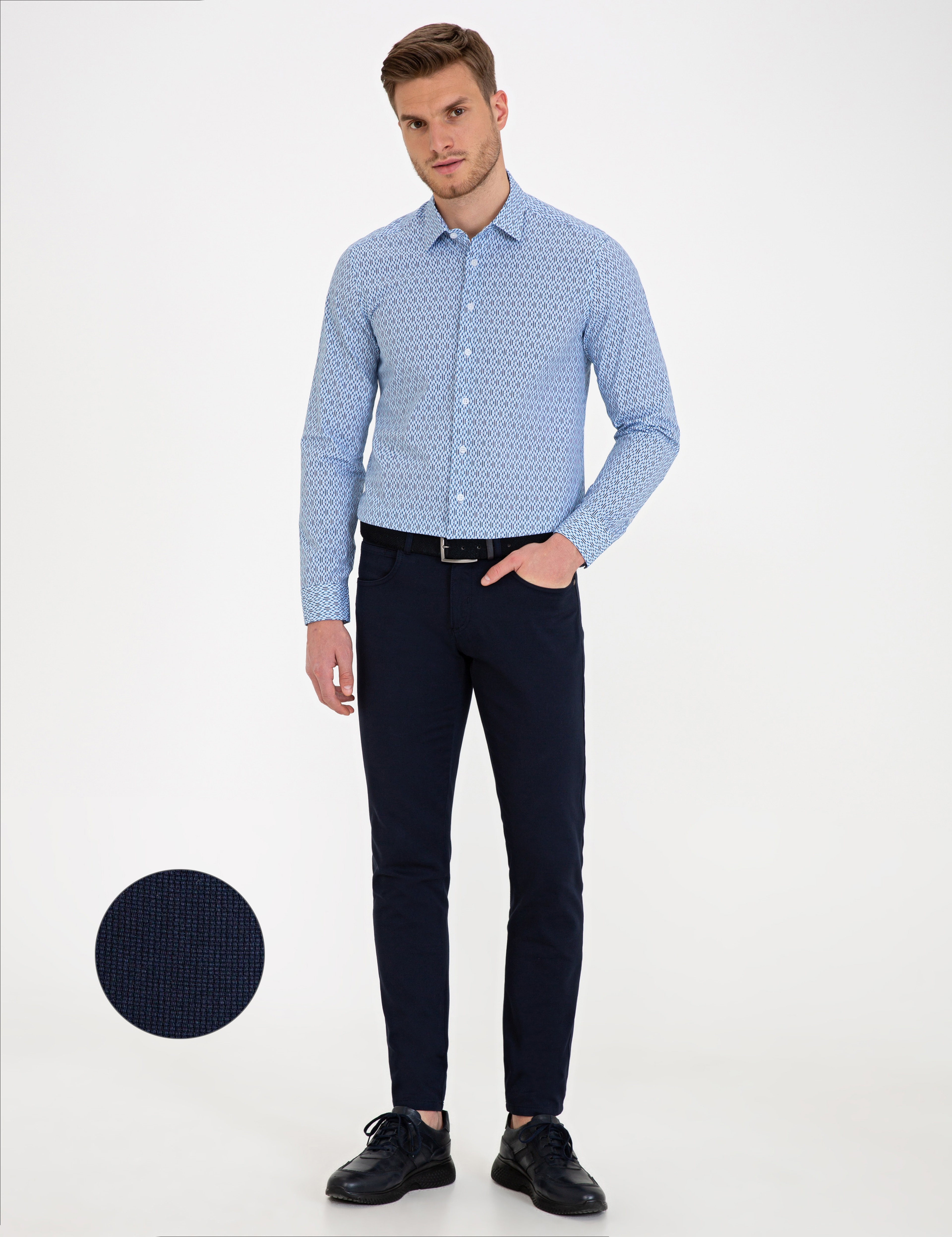 Lacivert Slim Fit Chino Pantolon - Image 1