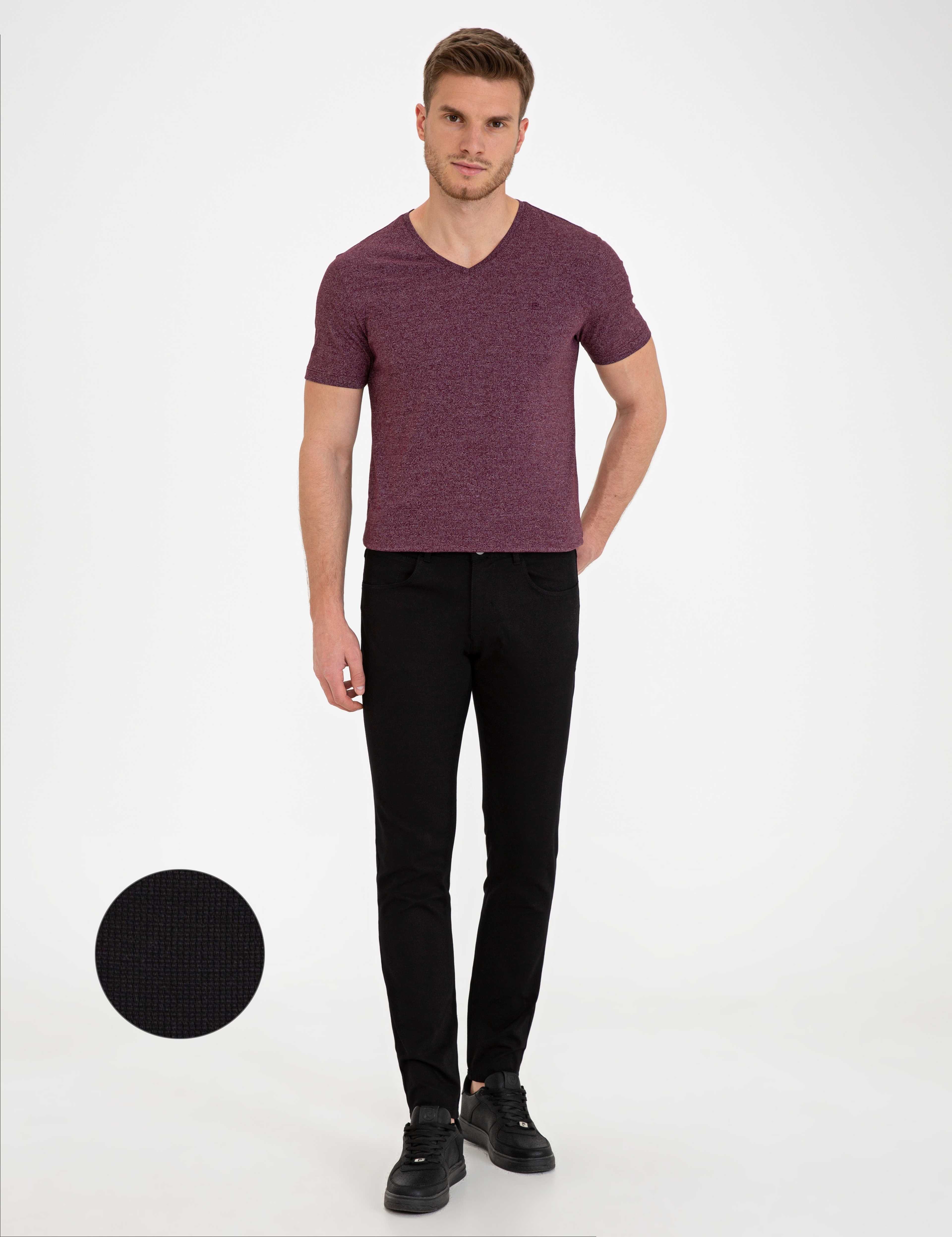 Siyah Slim Fit Chino Pantolon - Image 1