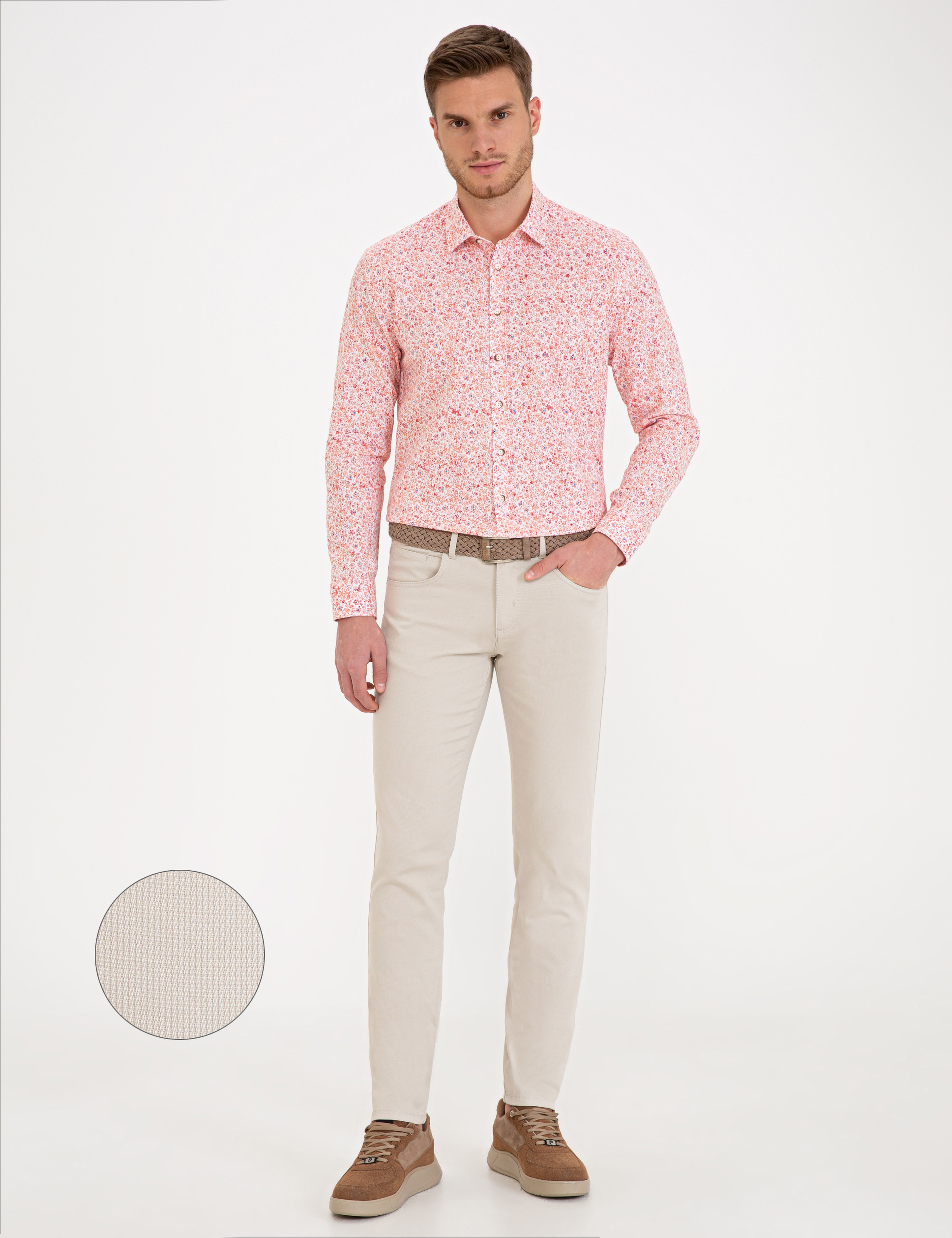 Bej Slim Fit Chino Pantolon - Image 1