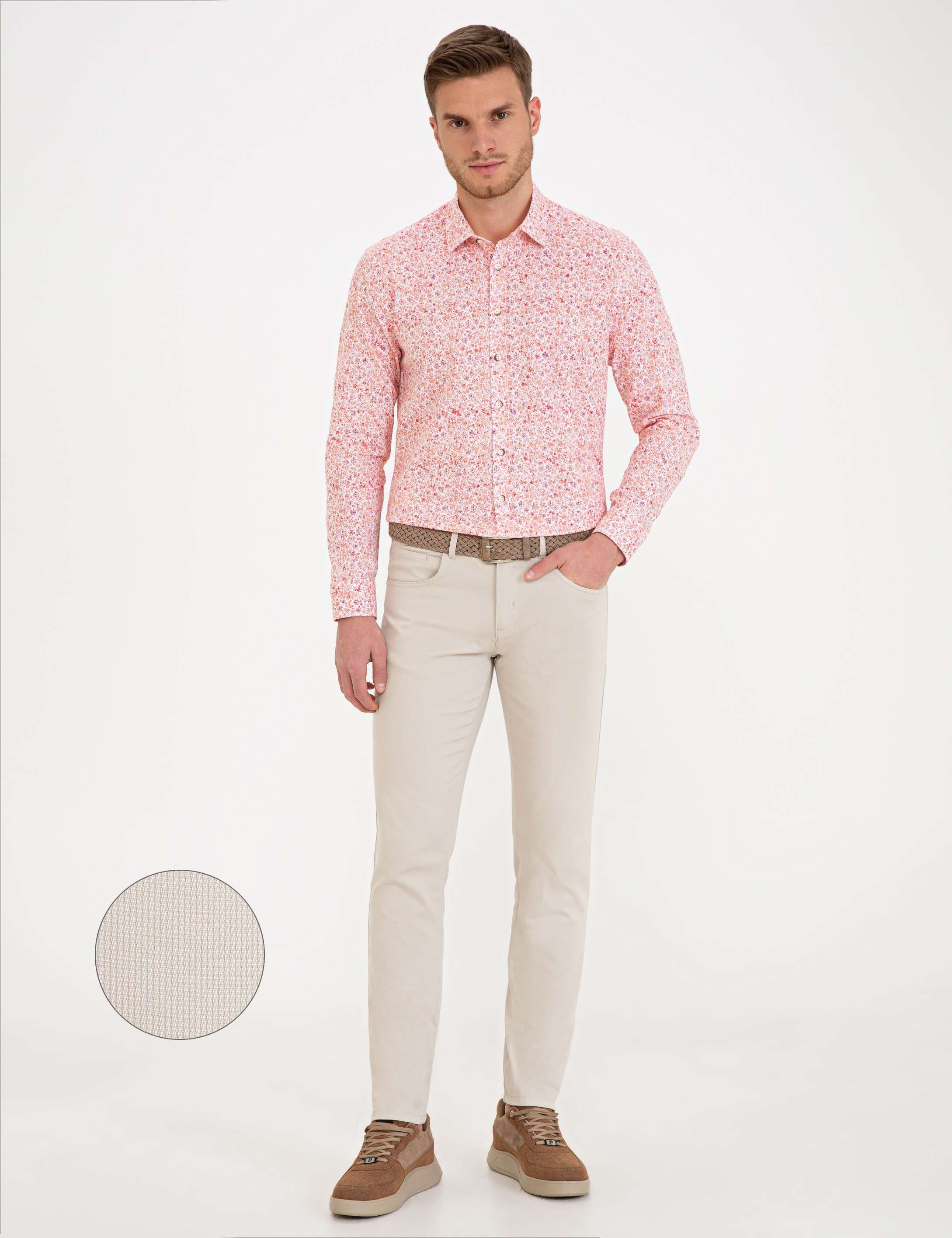 Bej Slim Fit Chino Pantolon