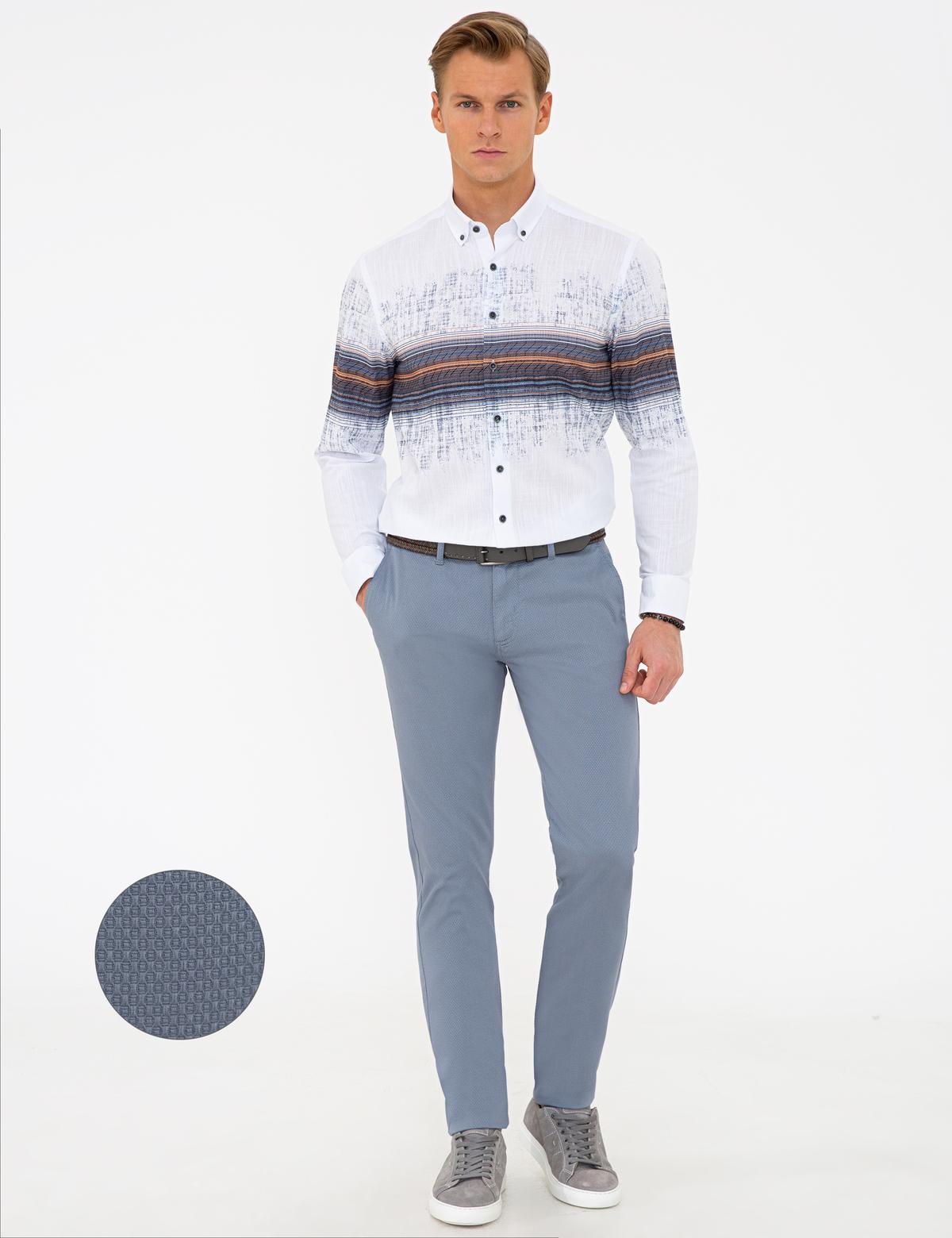 Koyu Mavi Slim Fit Kanvas Pantolon