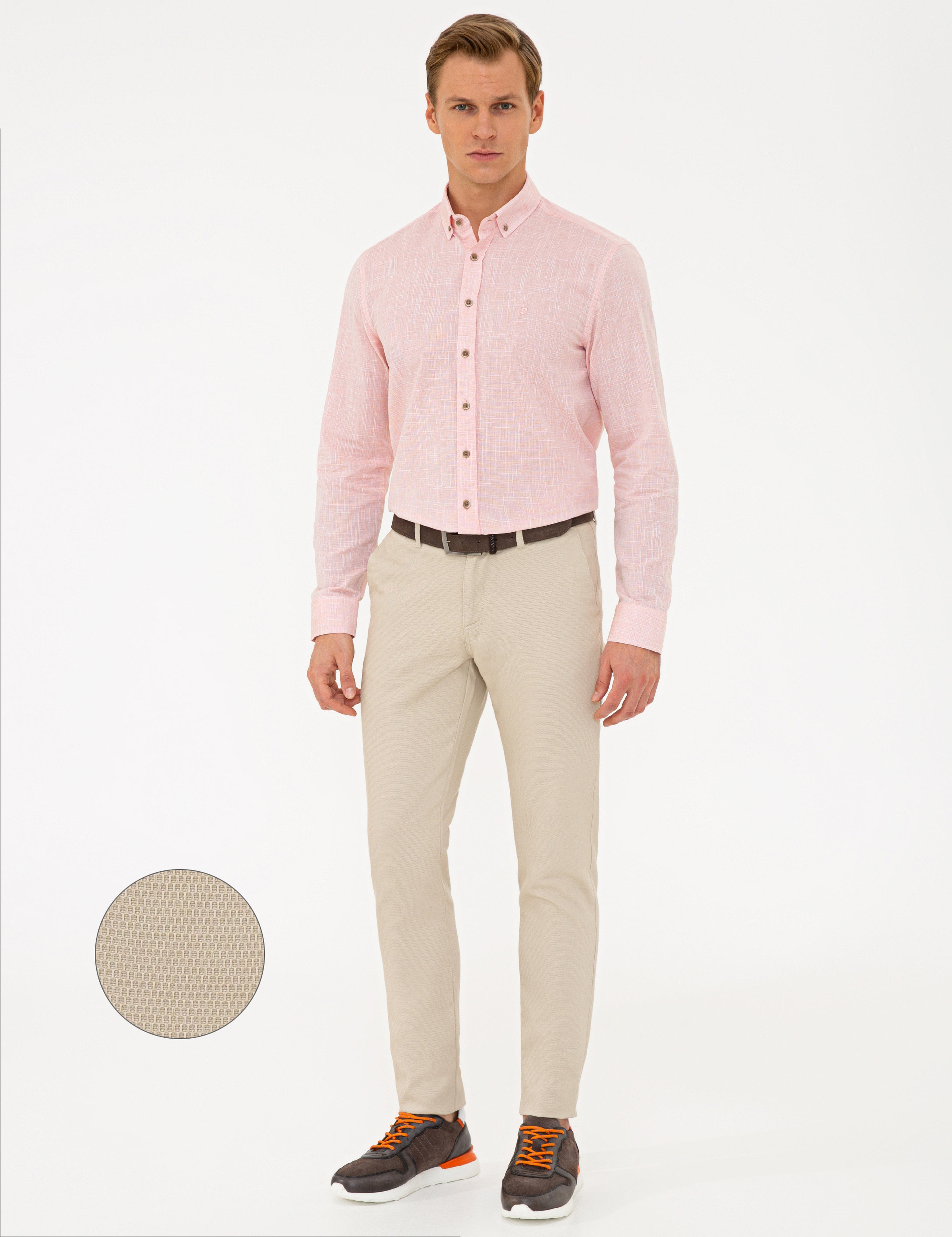 Bej Slim Fit Chino Pantolon