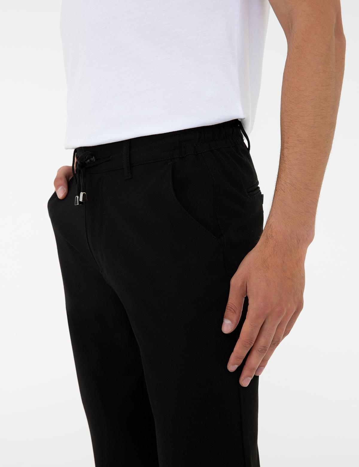 Siyah Jogger Fit Kanvas Pantolon - 50240364095