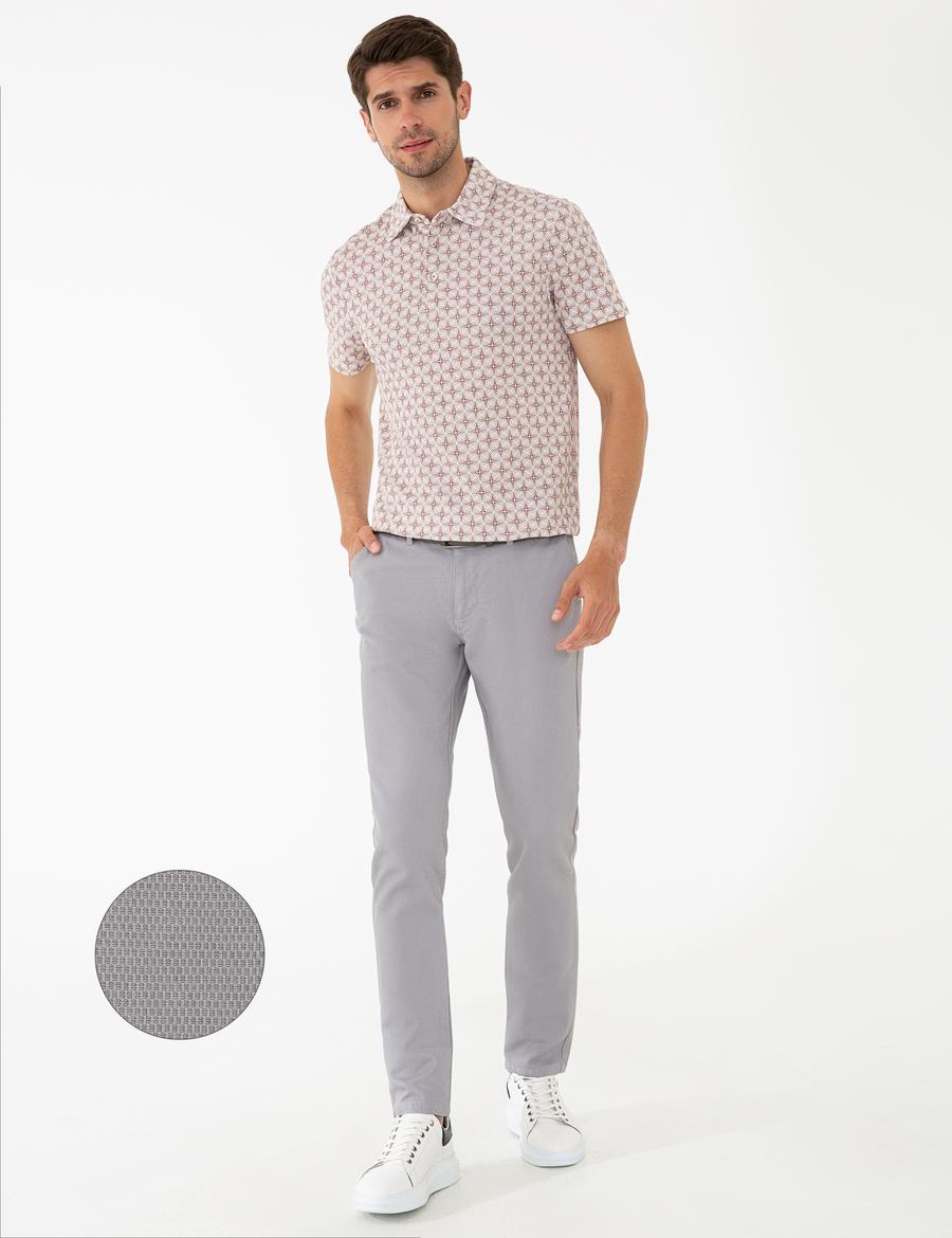 Gri Slim Fit Kanvas Pantolon