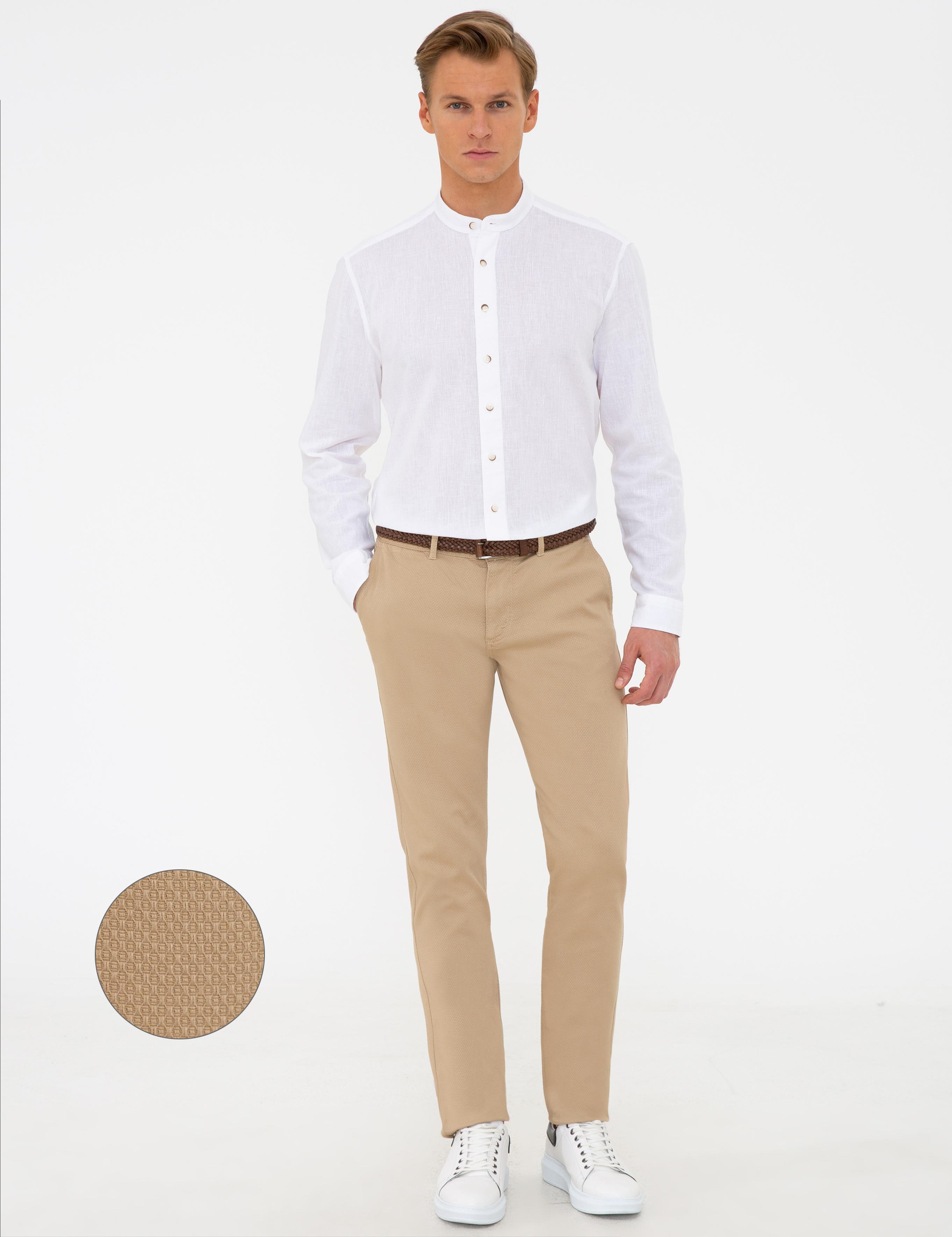 Camel Slim Fit Kanvas Pantolon