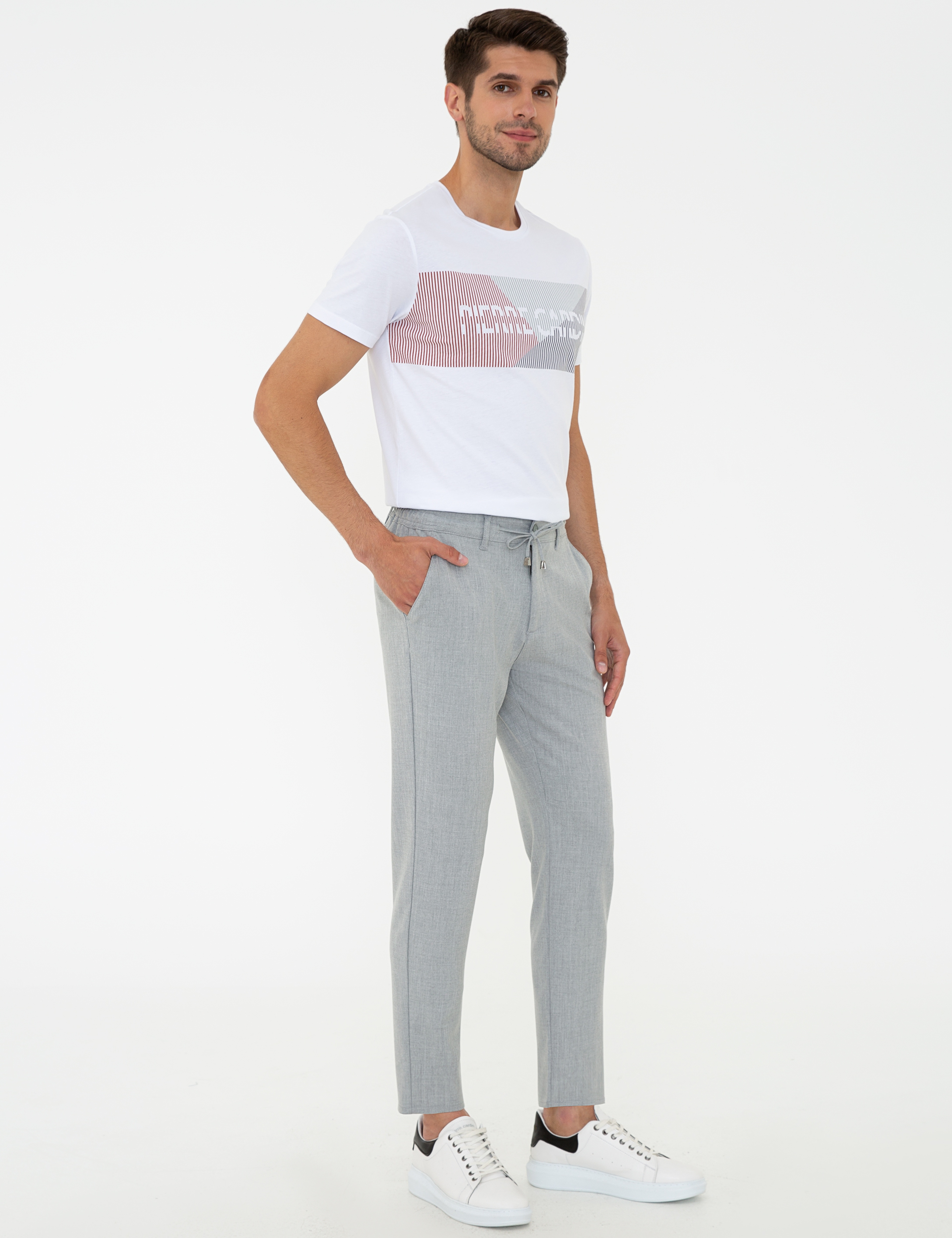 Gri Jogger Fit Pantolon - Image 4
