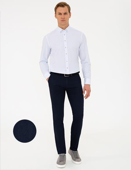 Lacivert Slim Fit Kanvas Pantolon - 50240401214