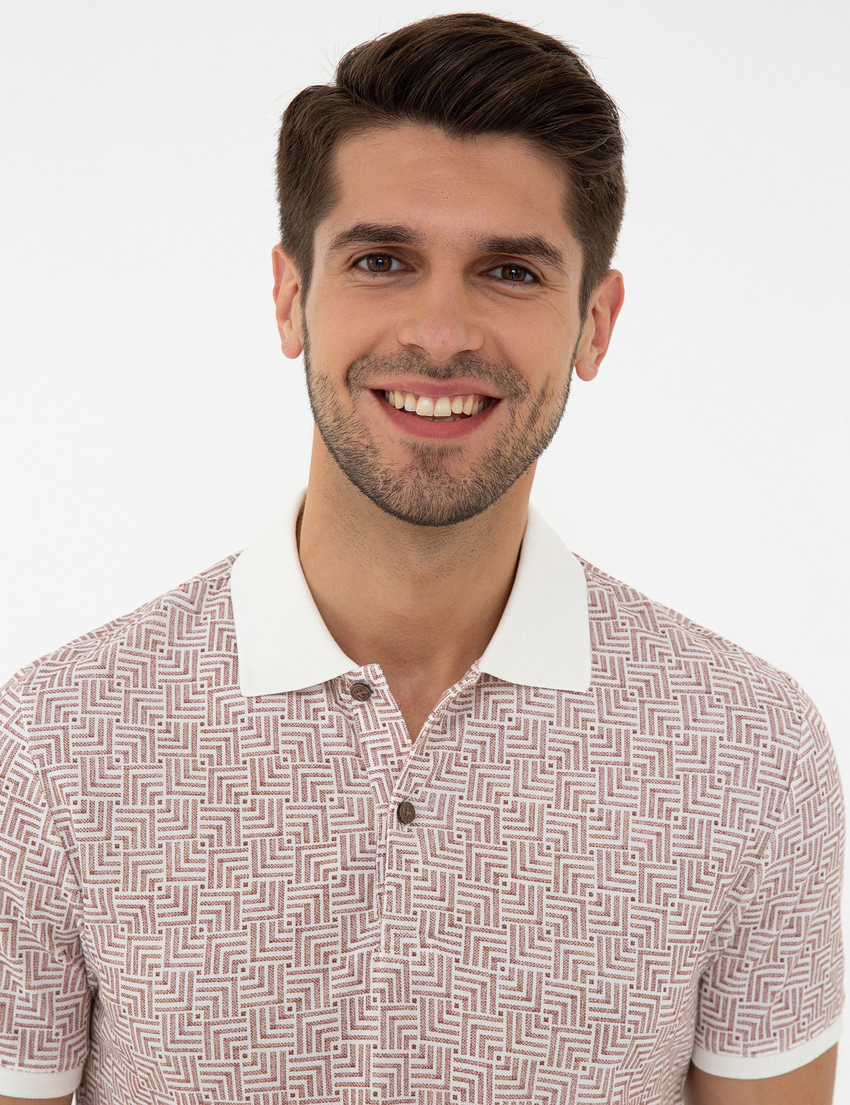 Ekru Slim Fit Polo Yaka T-Shirt