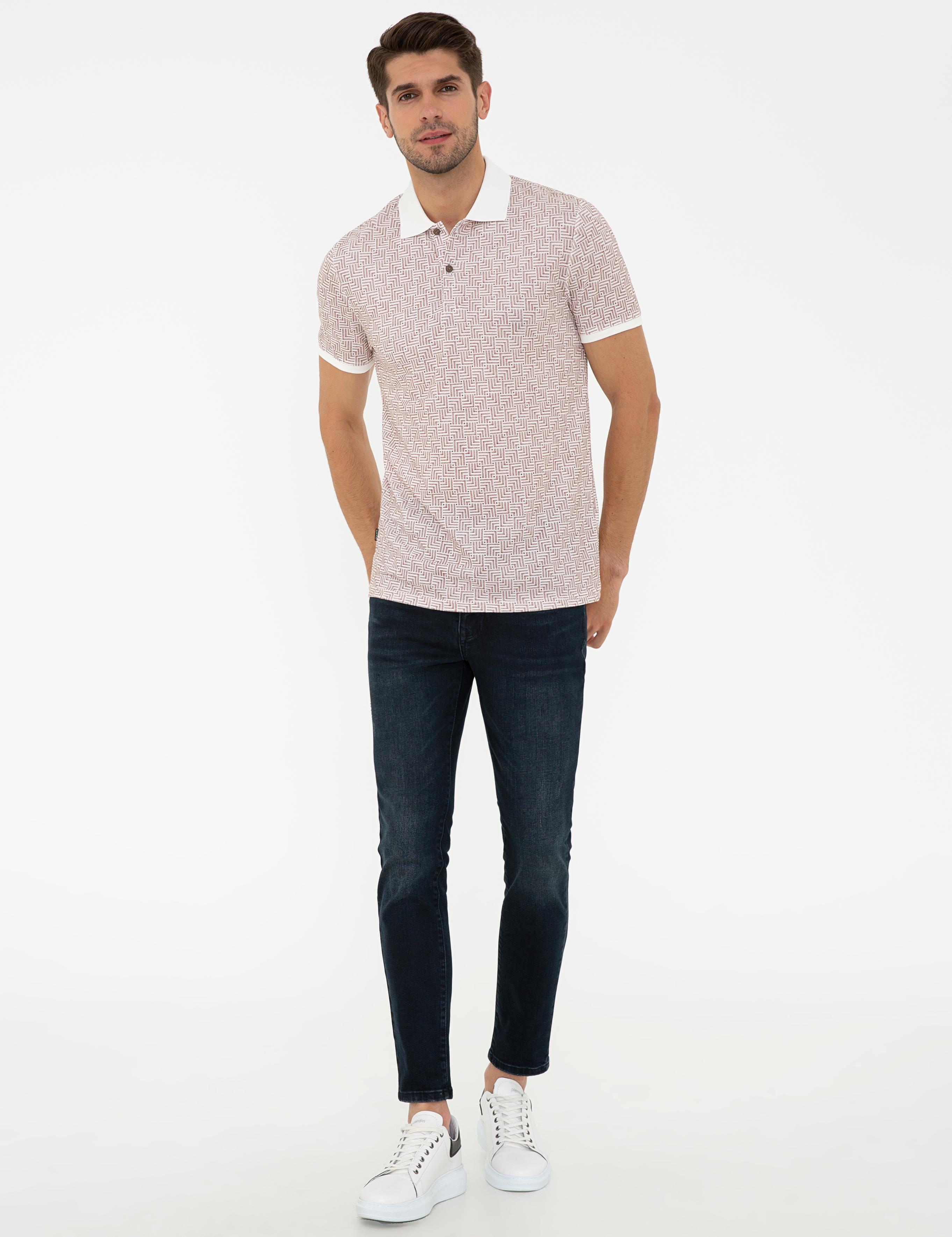 Ekru Slim Fit Polo Yaka T-Shirt