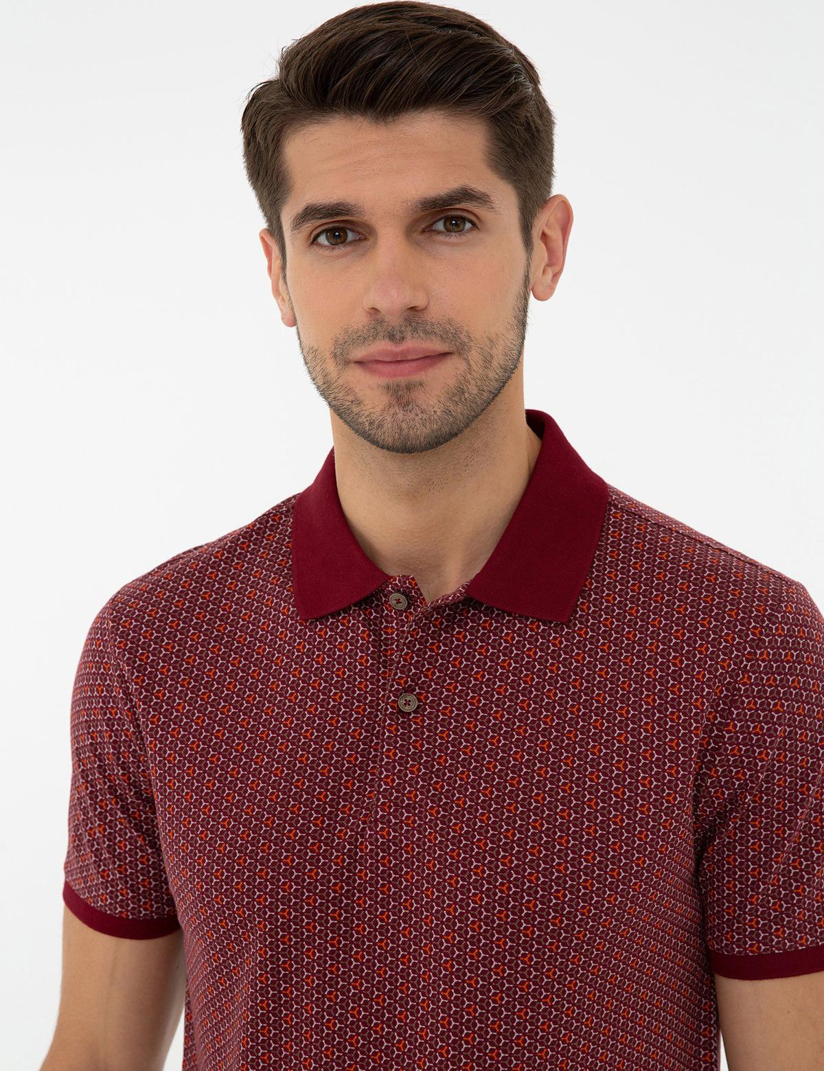 Bordo Slim Fit Polo Yaka Tişört - 50242064005