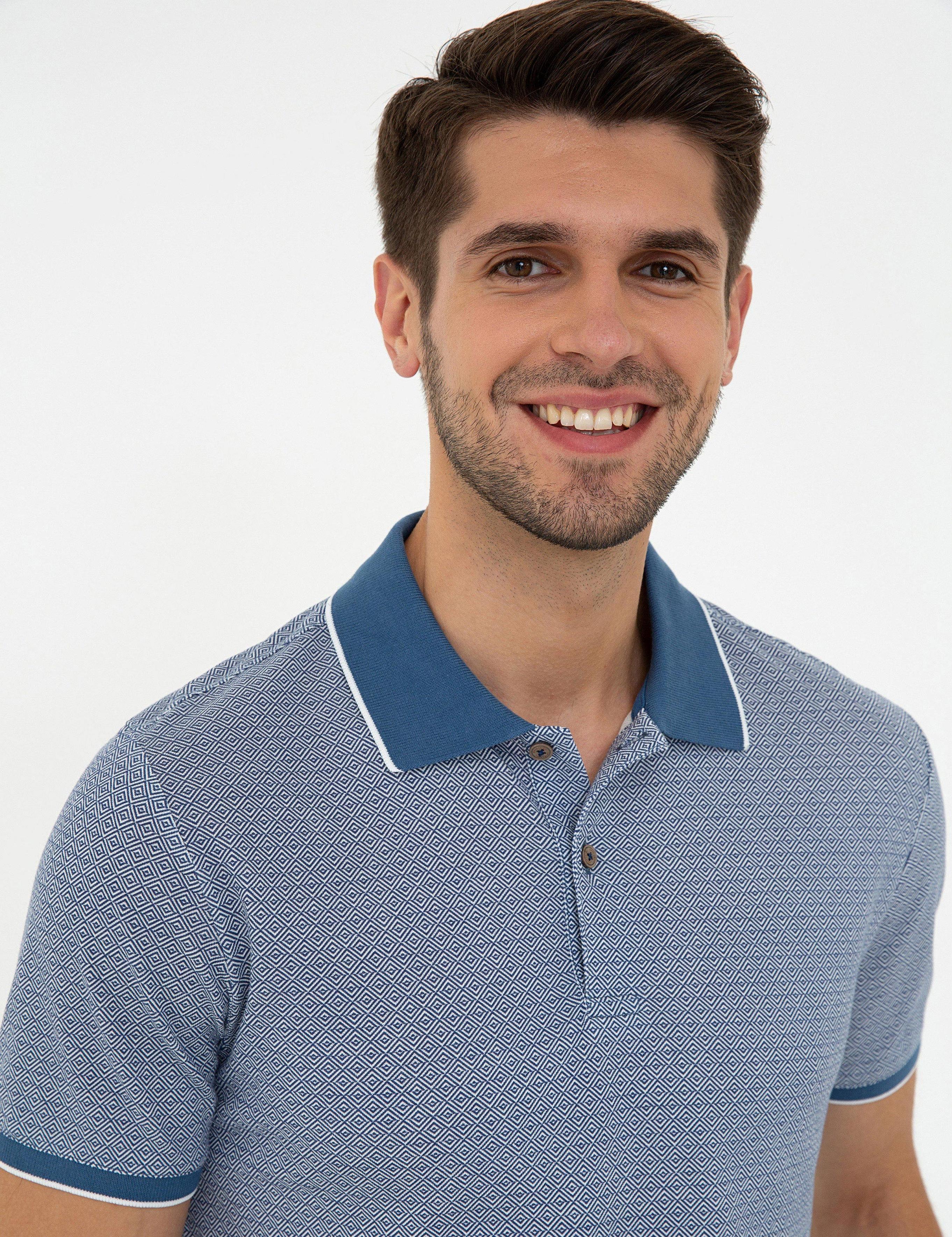 Lacivert Slim Fit Polo Yaka T-Shirt