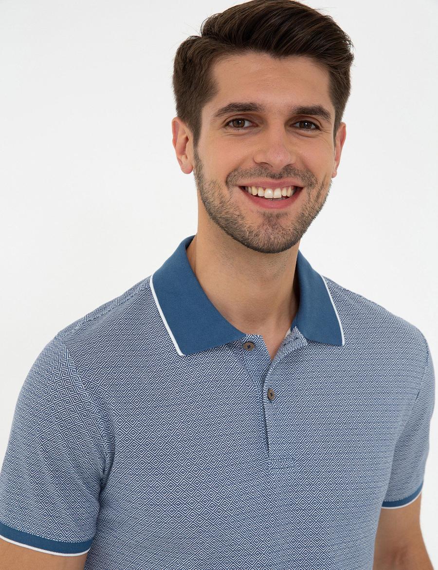 Lacivert Slim Fit Polo Yaka T-Shirt
