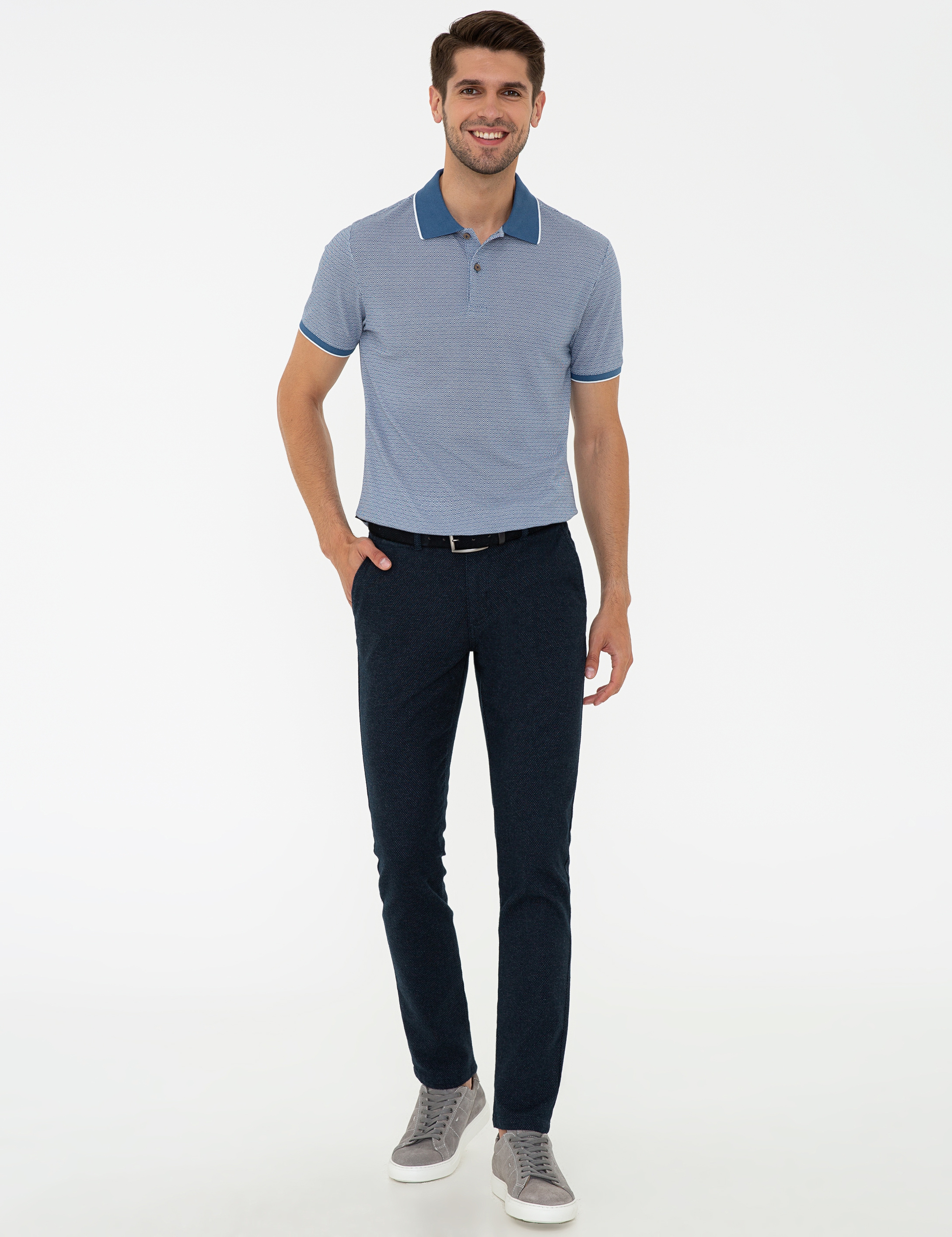 Lacivert Slim Fit Polo Yaka T-Shirt - Image 4