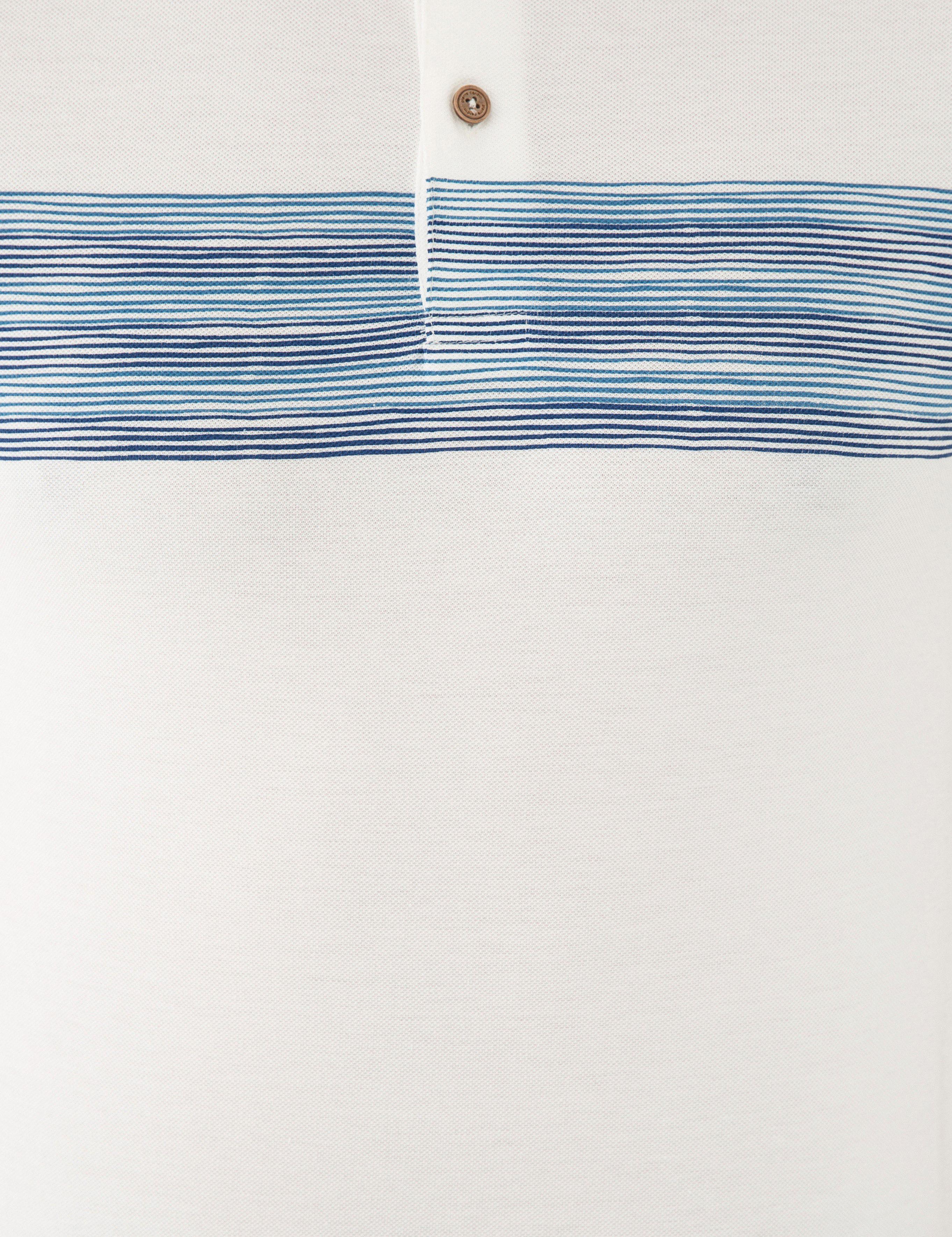 Mavi Detaylı Beyaz Slim Fit Polo Yaka T-Shirt