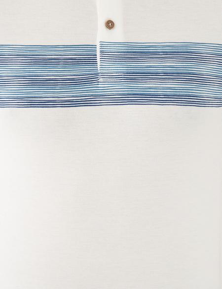 Mavi Detaylı Beyaz Slim Fit Polo Yaka T-Shirt - 50242129014