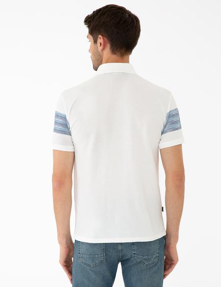 Mavi Detaylı Beyaz Slim Fit Polo Yaka T-Shirt - 50242129014