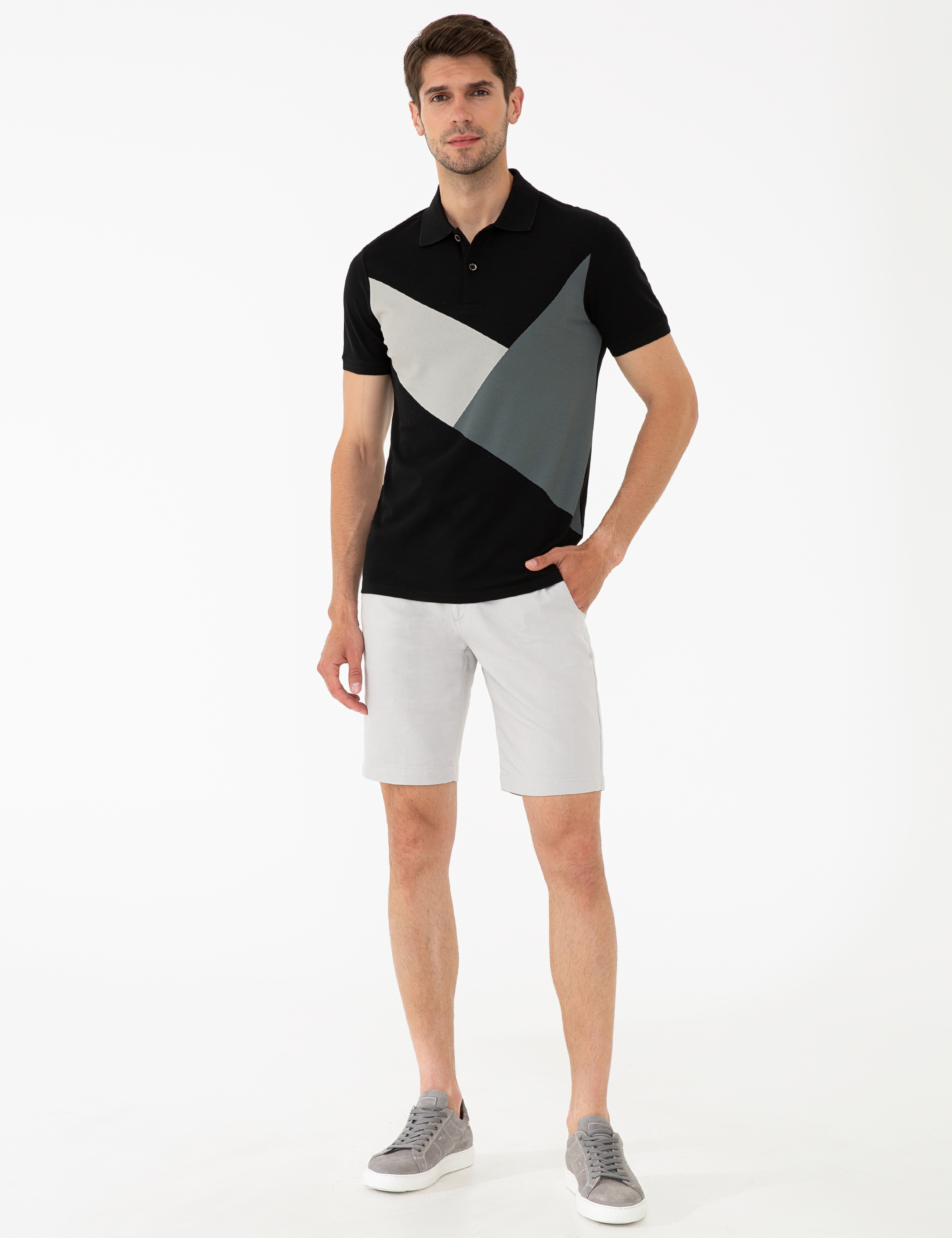 Siyah Slim Fit Polo Yaka T-Shirt - Image 4
