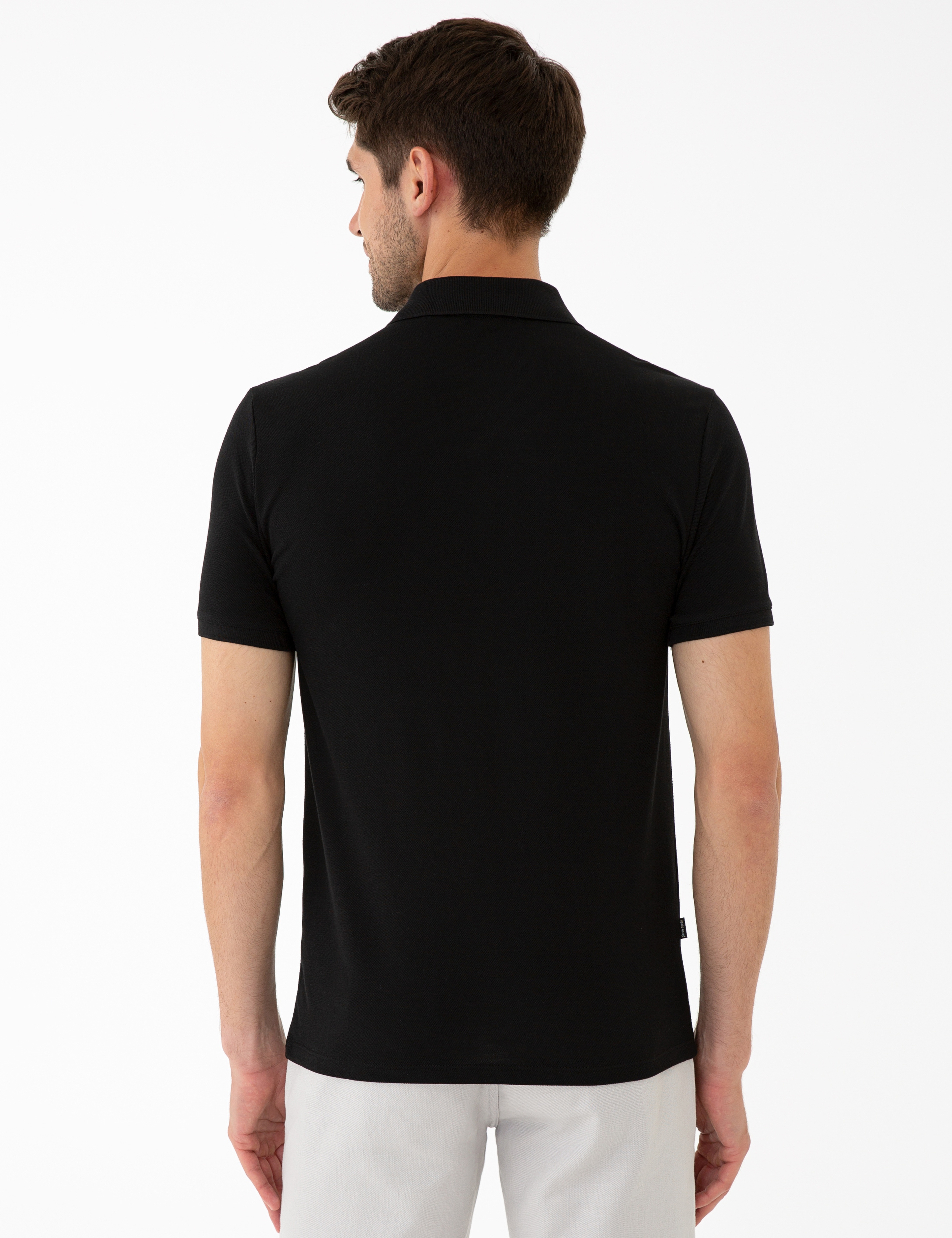 Siyah Slim Fit Polo Yaka T-Shirt - Image 3