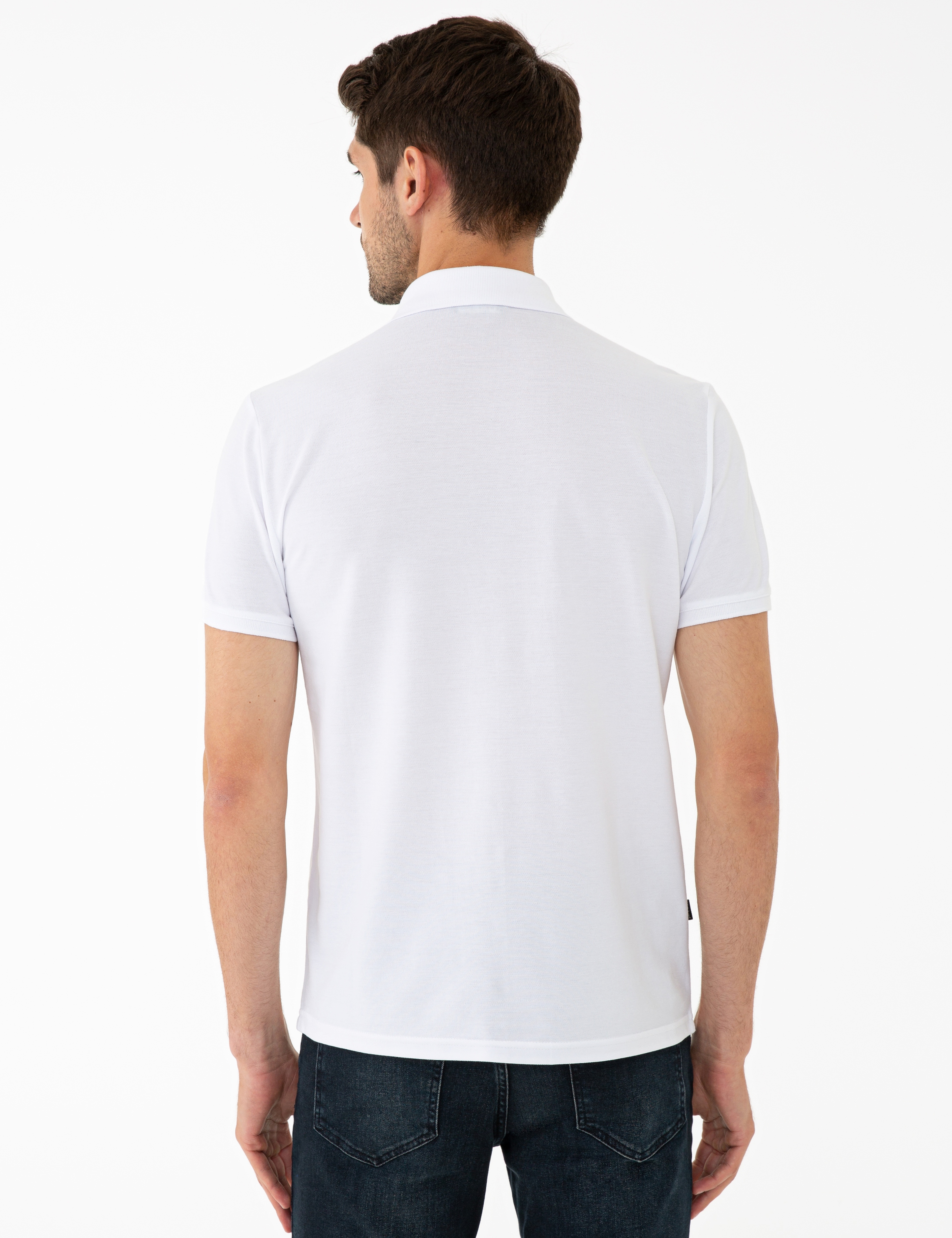 Beyaz Slim Fit Polo Yaka T-Shirt - Image 3